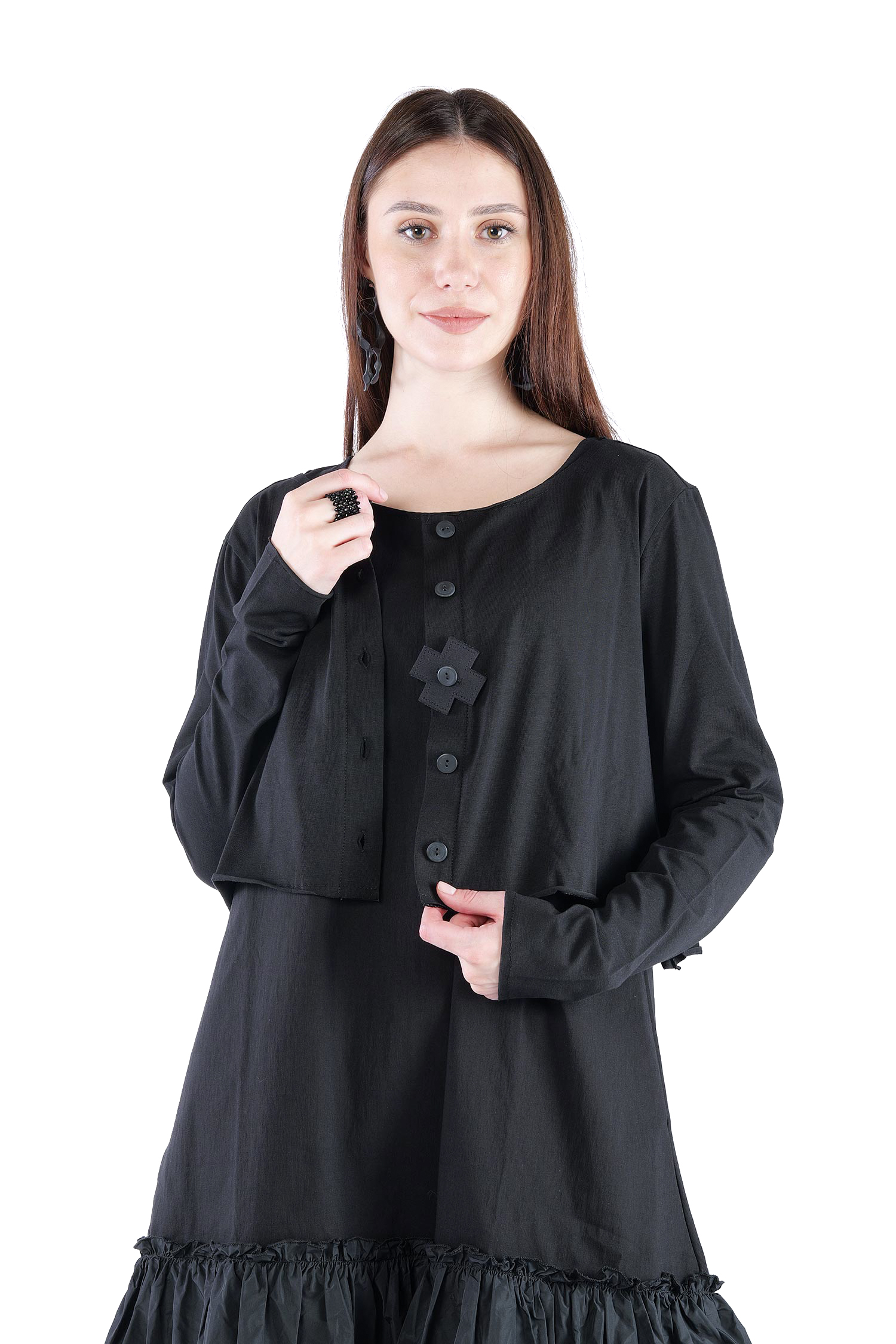 Kurze Jerseyjacke - Schwarz - 2131