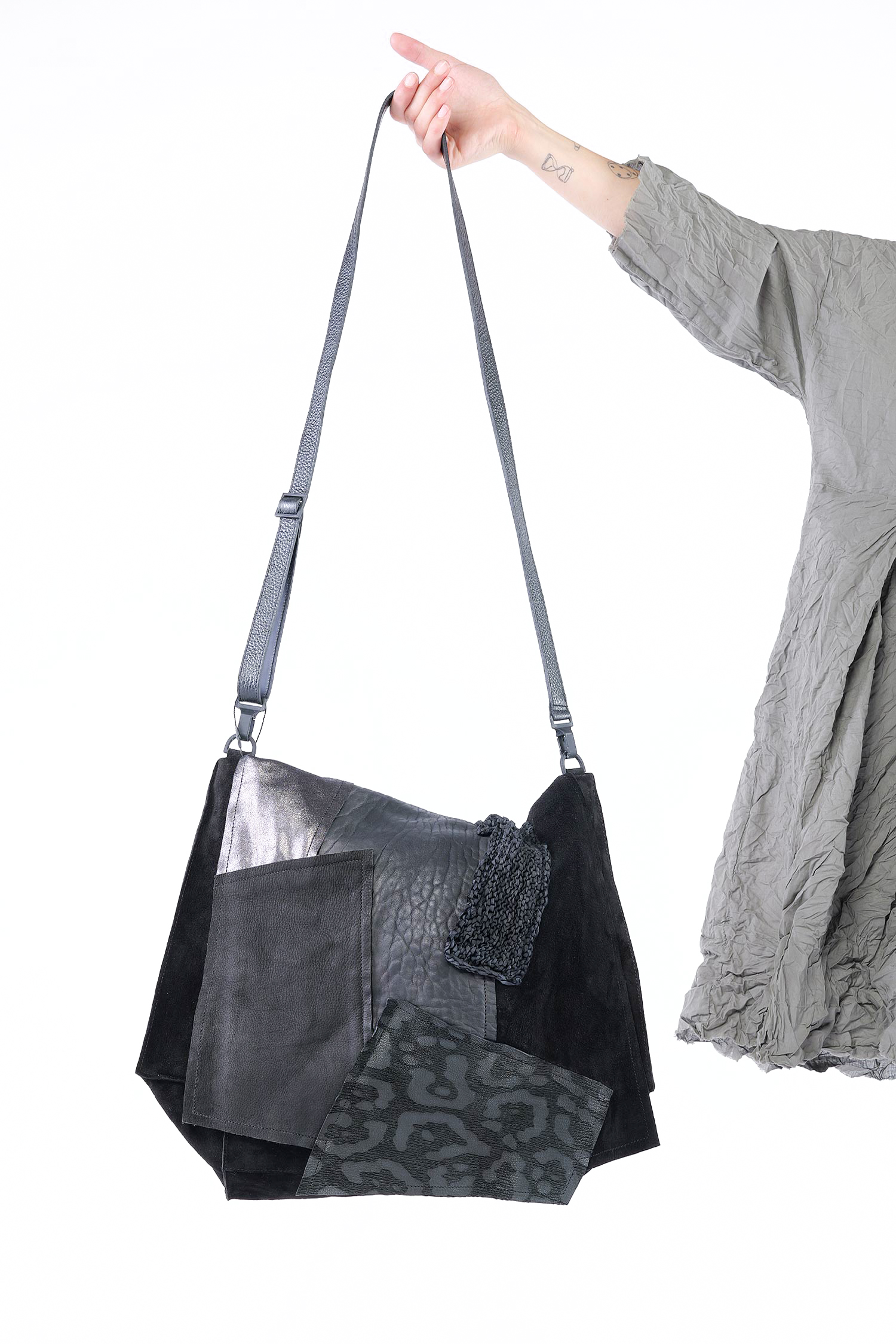 Patchwork Ledertasche - Schwarz - M.Aurelia