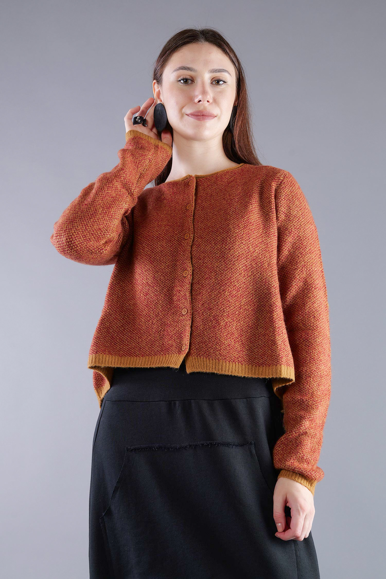 Strickjacke - Bronze lava jacquard - 2263277101