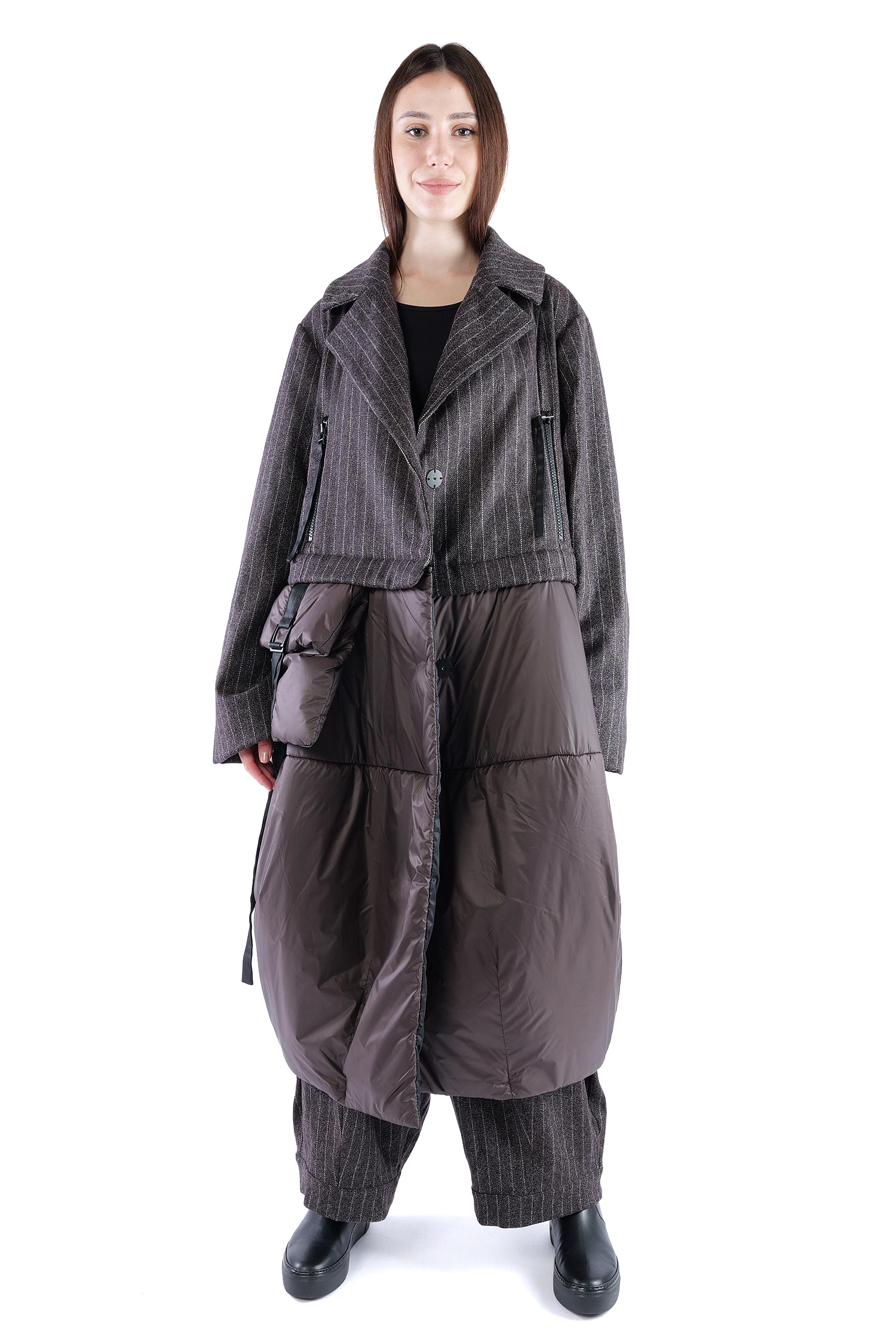2-in-1 Wintermantel - Truffle striped woven/chocolate - Formers