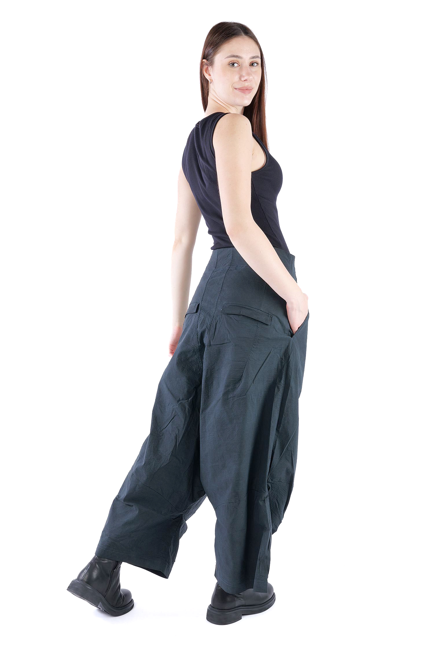 Weite Stretchhose - Petrol cloud - 2261240124