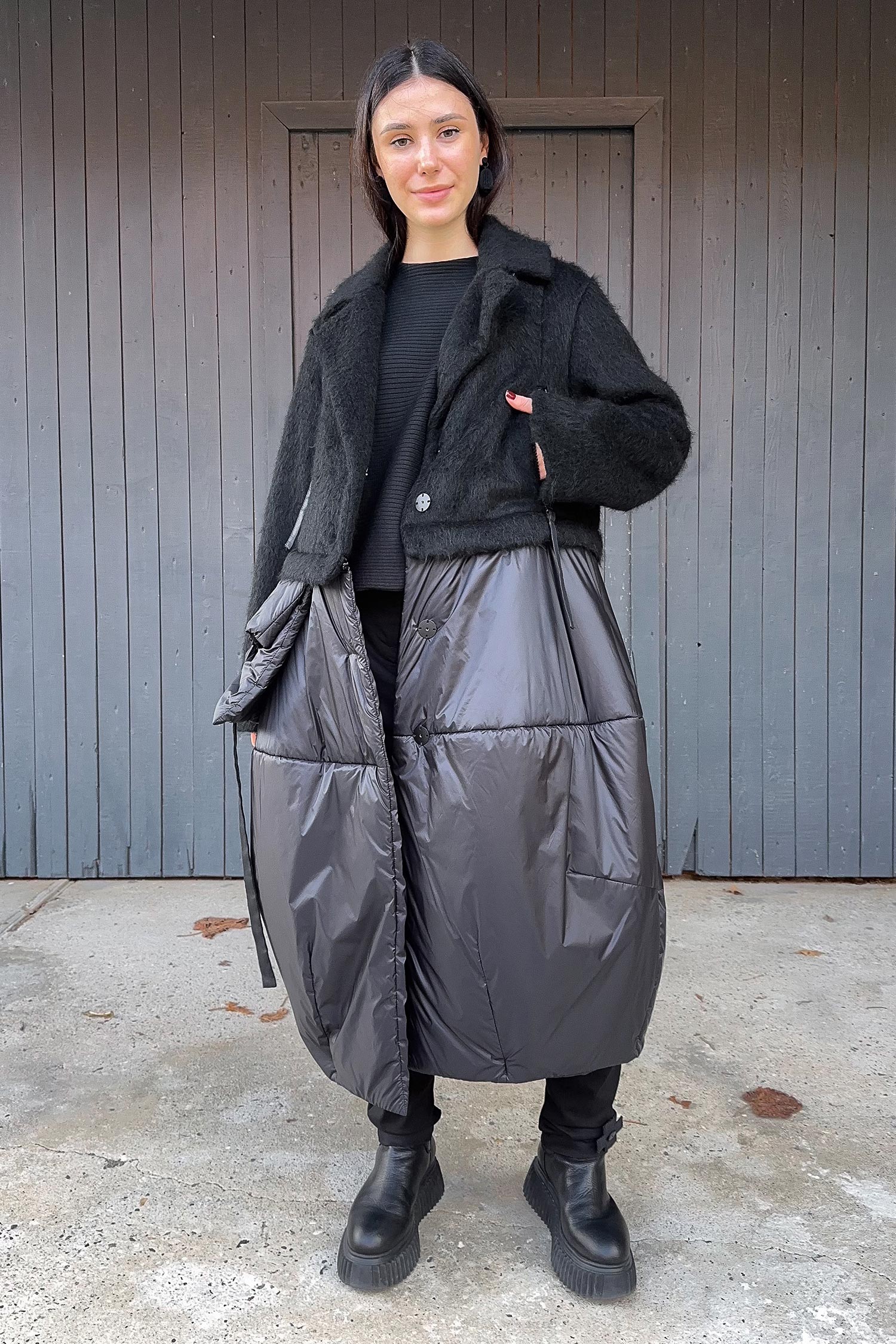2-in-1 Wintermantel - Black faux fur/Black - Formers