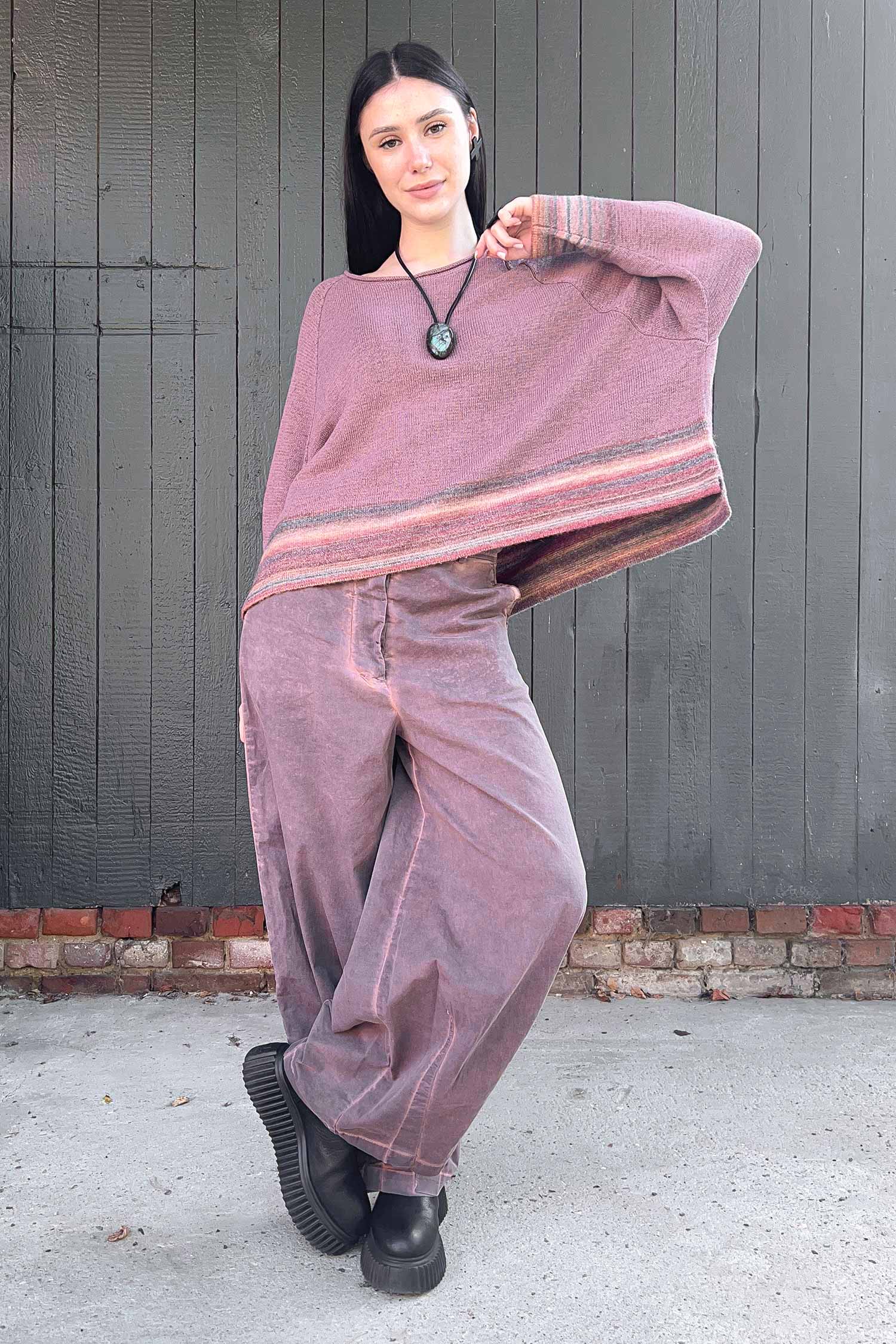 Oversize Strickpullover - Crystal stripe - 2263720703