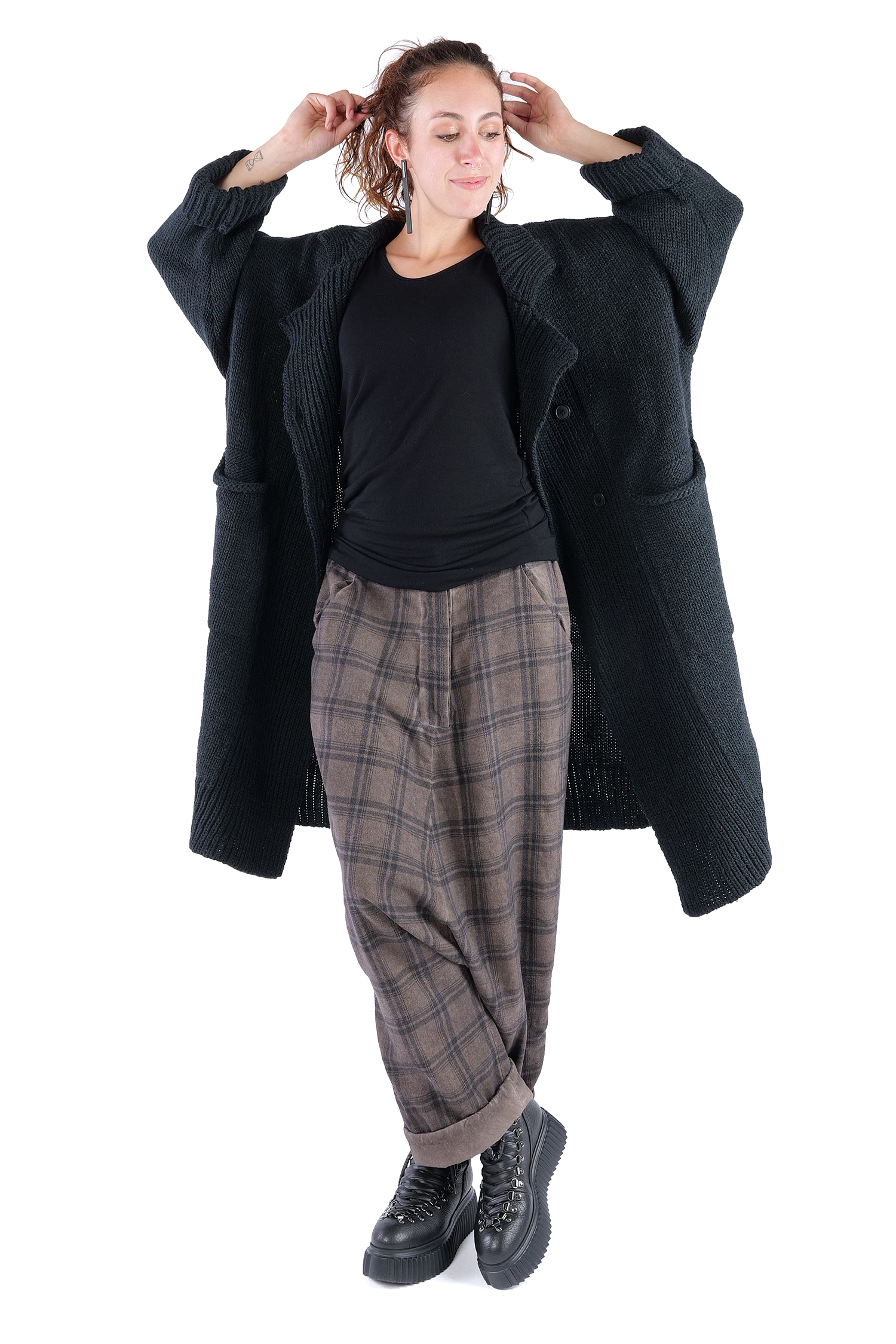 Oversize Strickmantel - Schwarz - Kongo