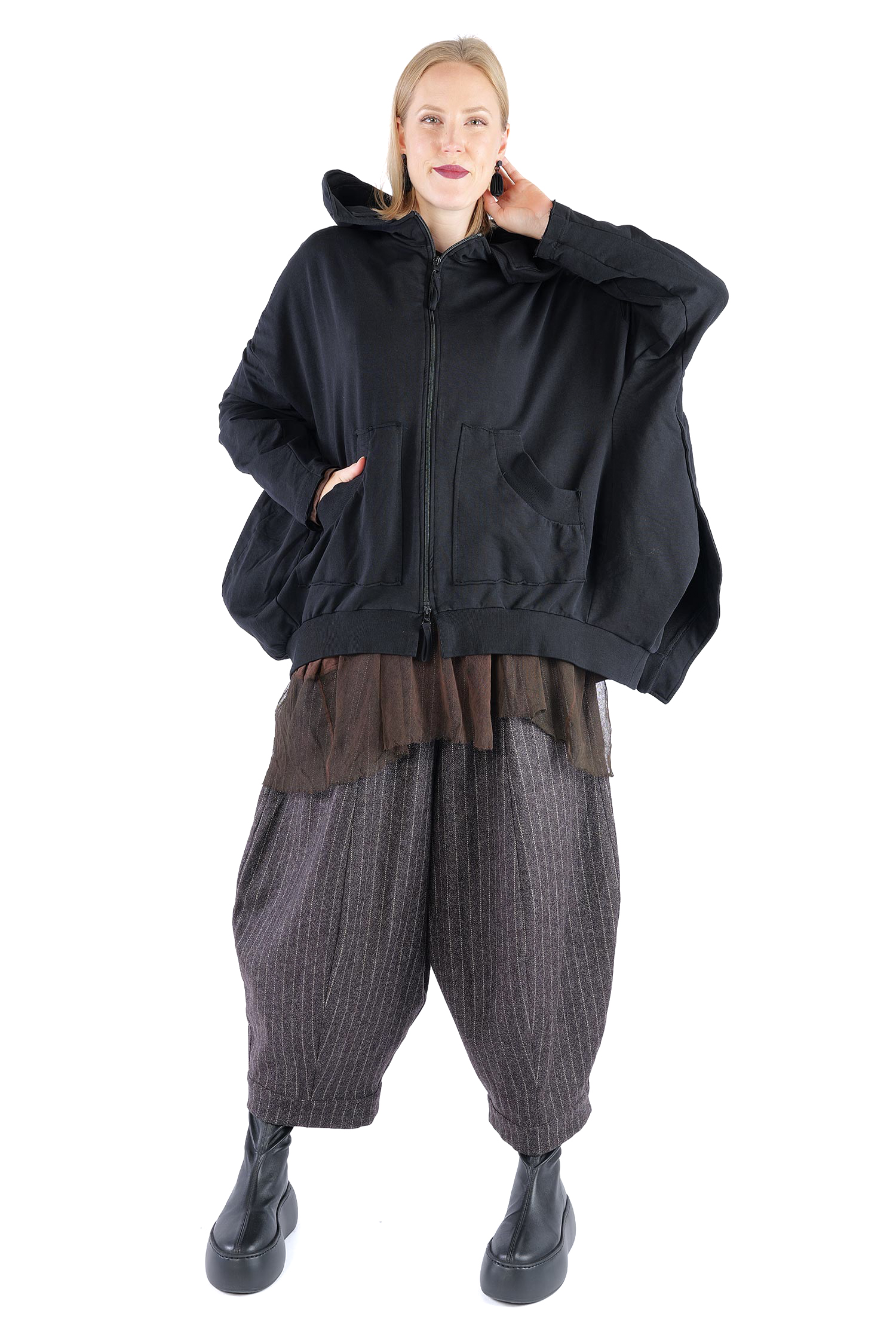 Oversize Sweatjacke - Schwarz - 2263251102