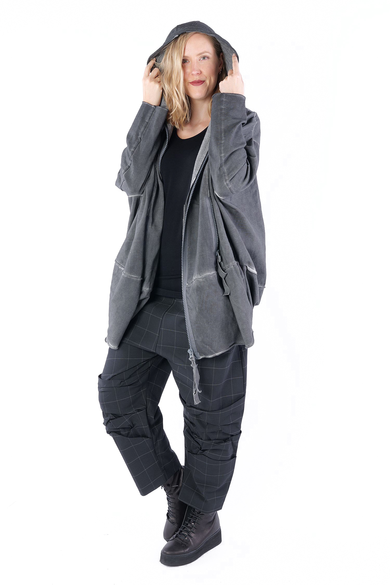 Oversize Sweatjacke - Anthrazit - 23654