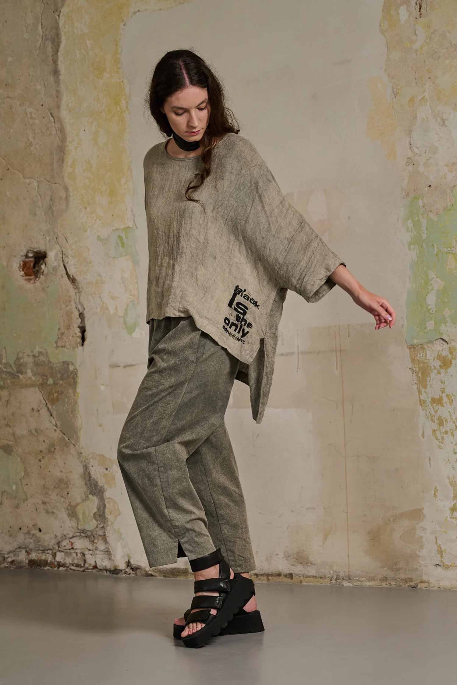 Leinen Shirt - Grey Stone-washed - Curie