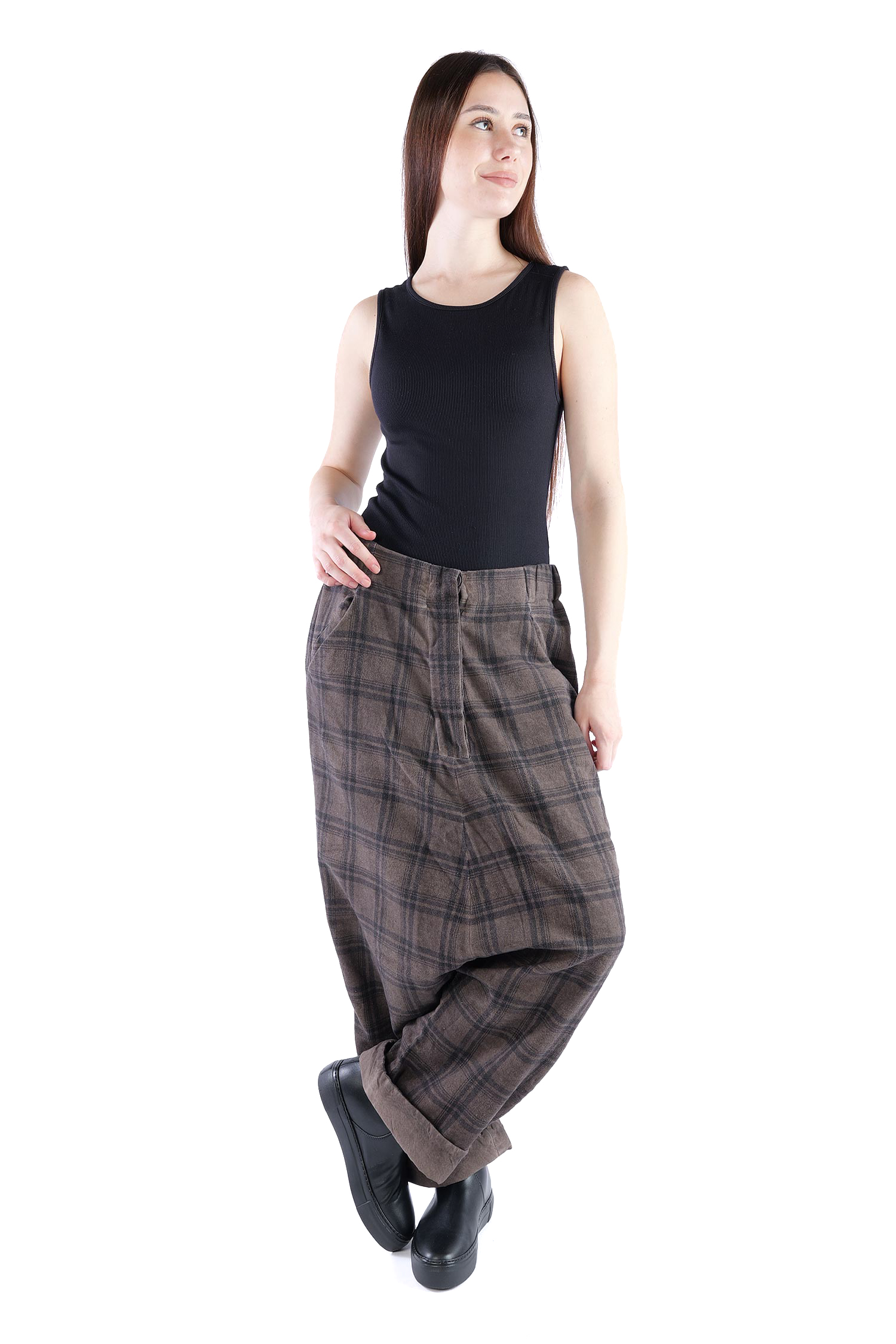 Flanell Hose - Truffle old dye check - Glano