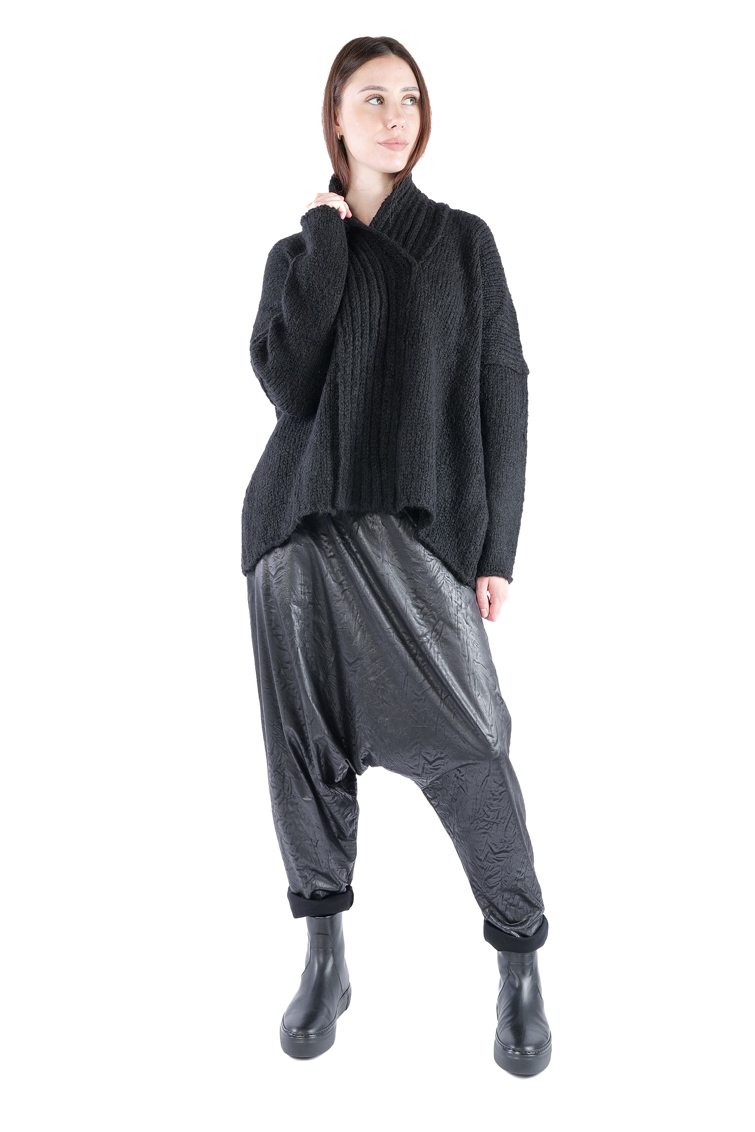 Dicker Strickpullover - Schwarz - Shawla