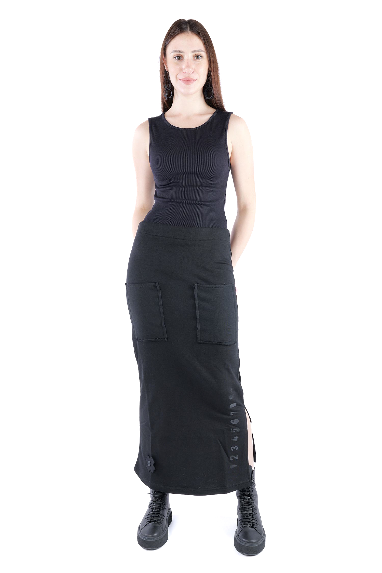 Schmaler Sweatrock - Black print - 3041