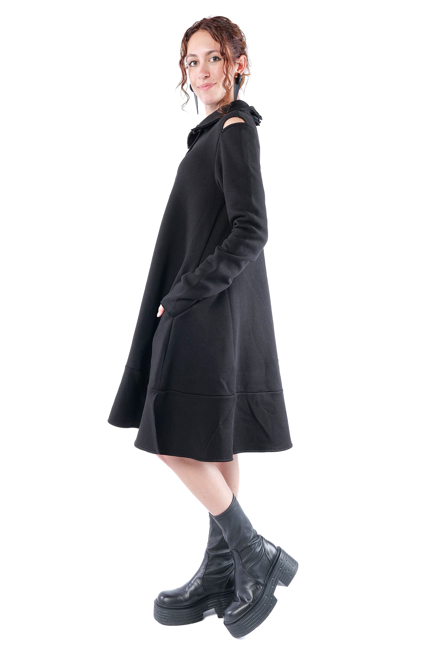 Mantel-Kleid - Schwarz - 1158