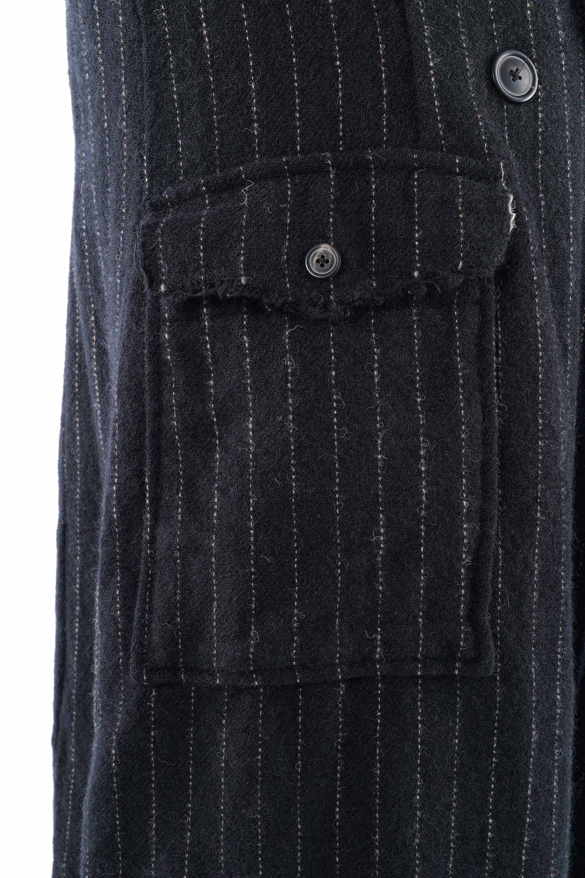 Langer Wollmantel - Black stripe - 2261151210