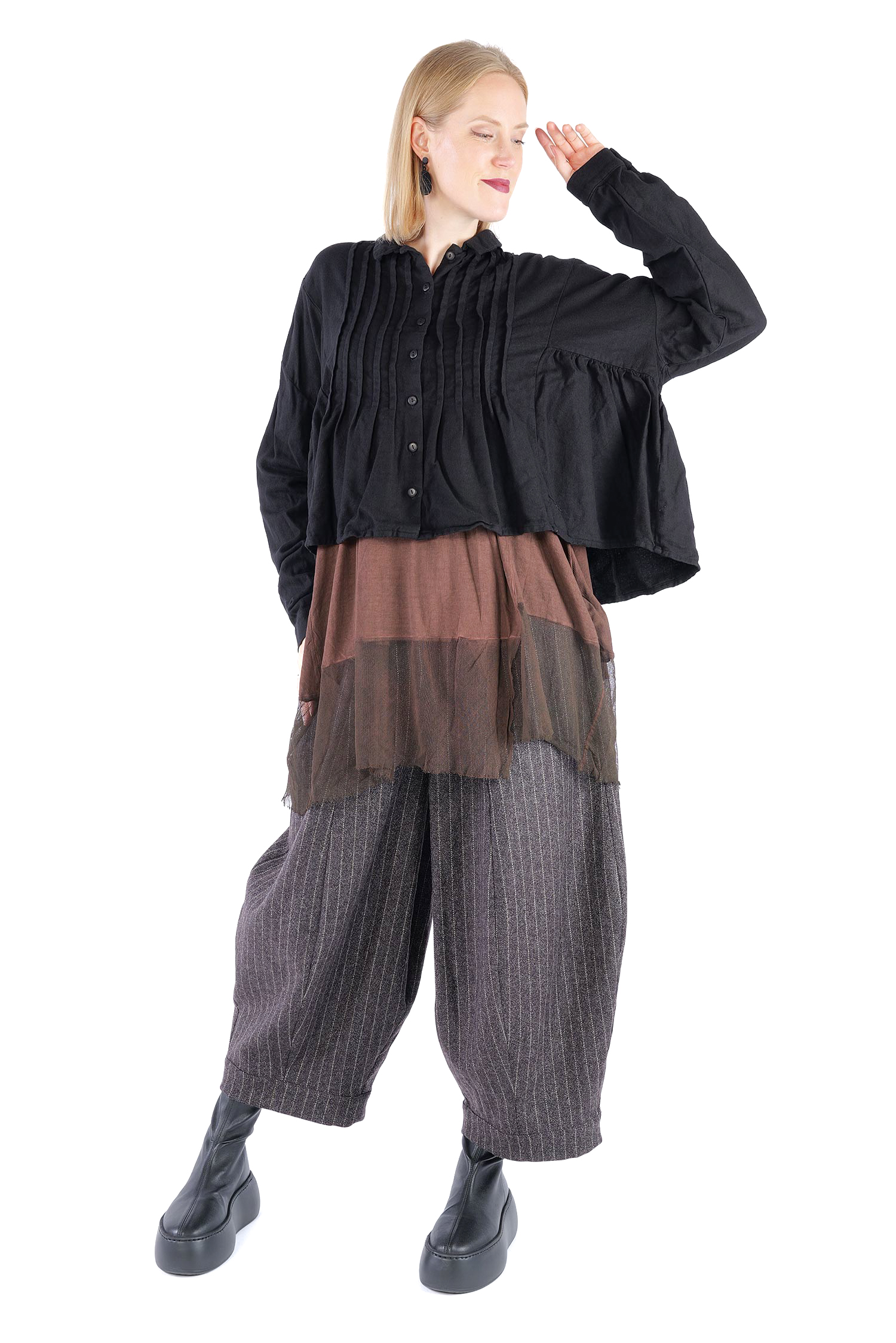 Kurze Flanelljacke - Schwarz - Innenfrei