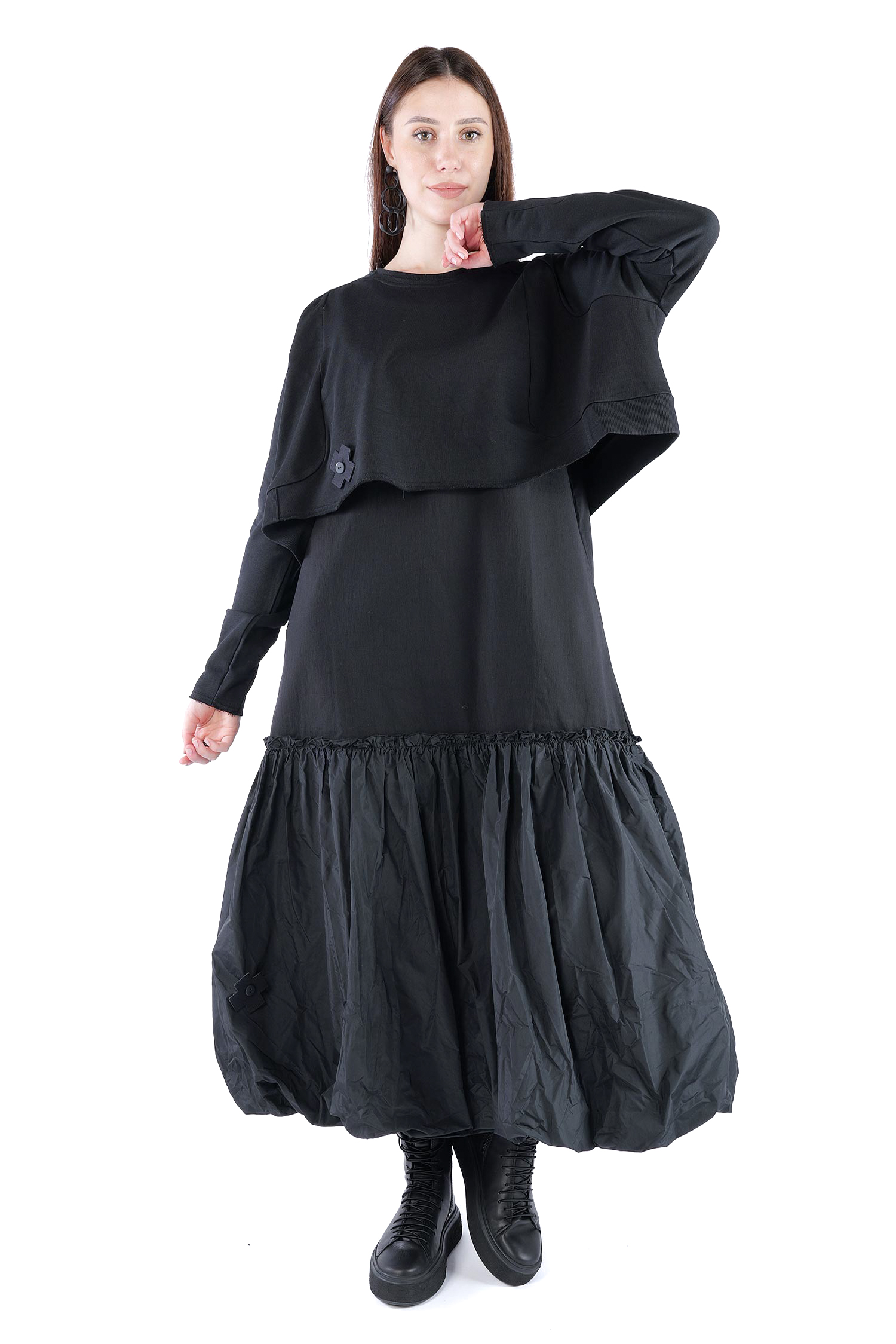 Kurzer Sweatpullover - Black print - 2137