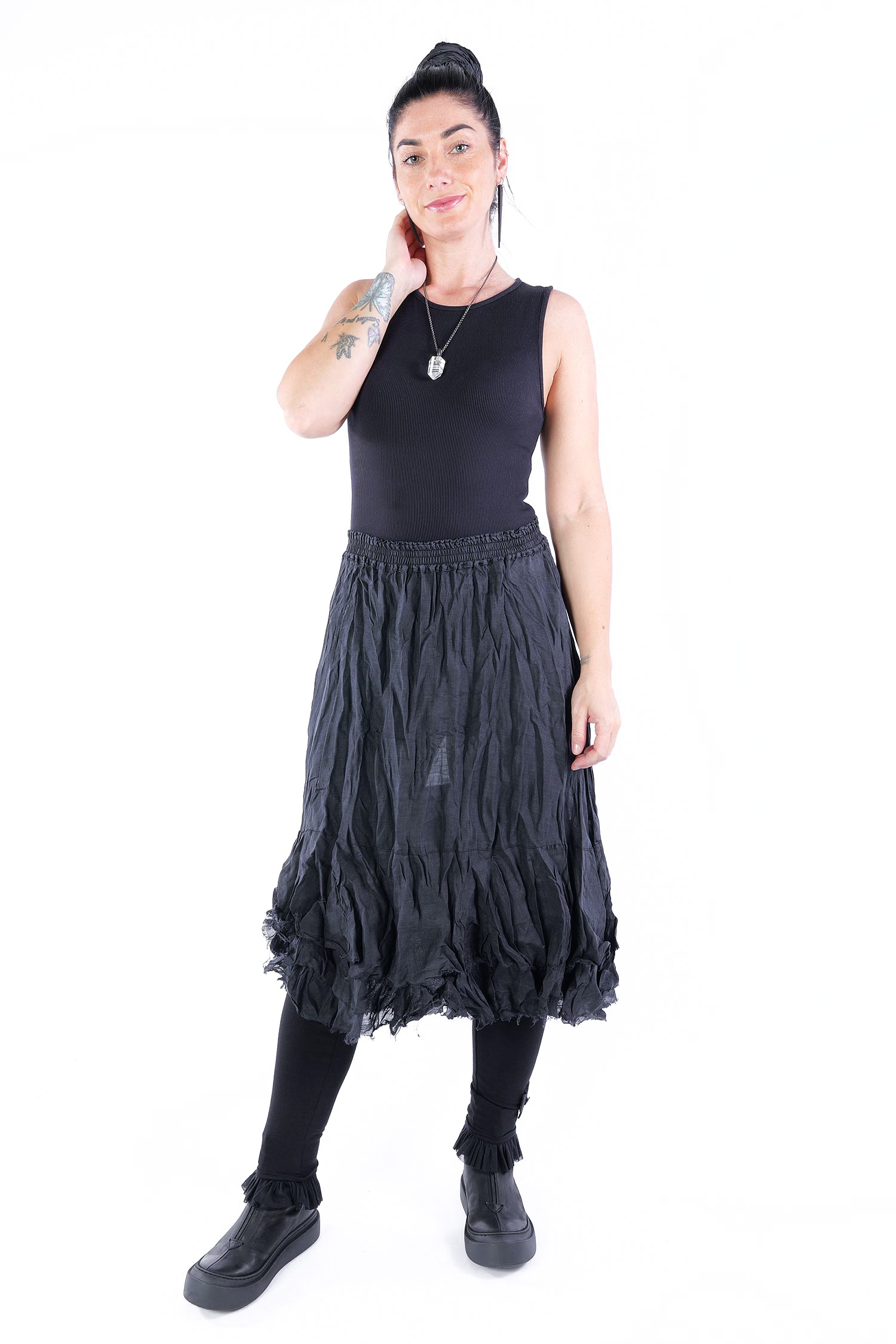 Gerüschter Rock - Schwarz - Stilwald