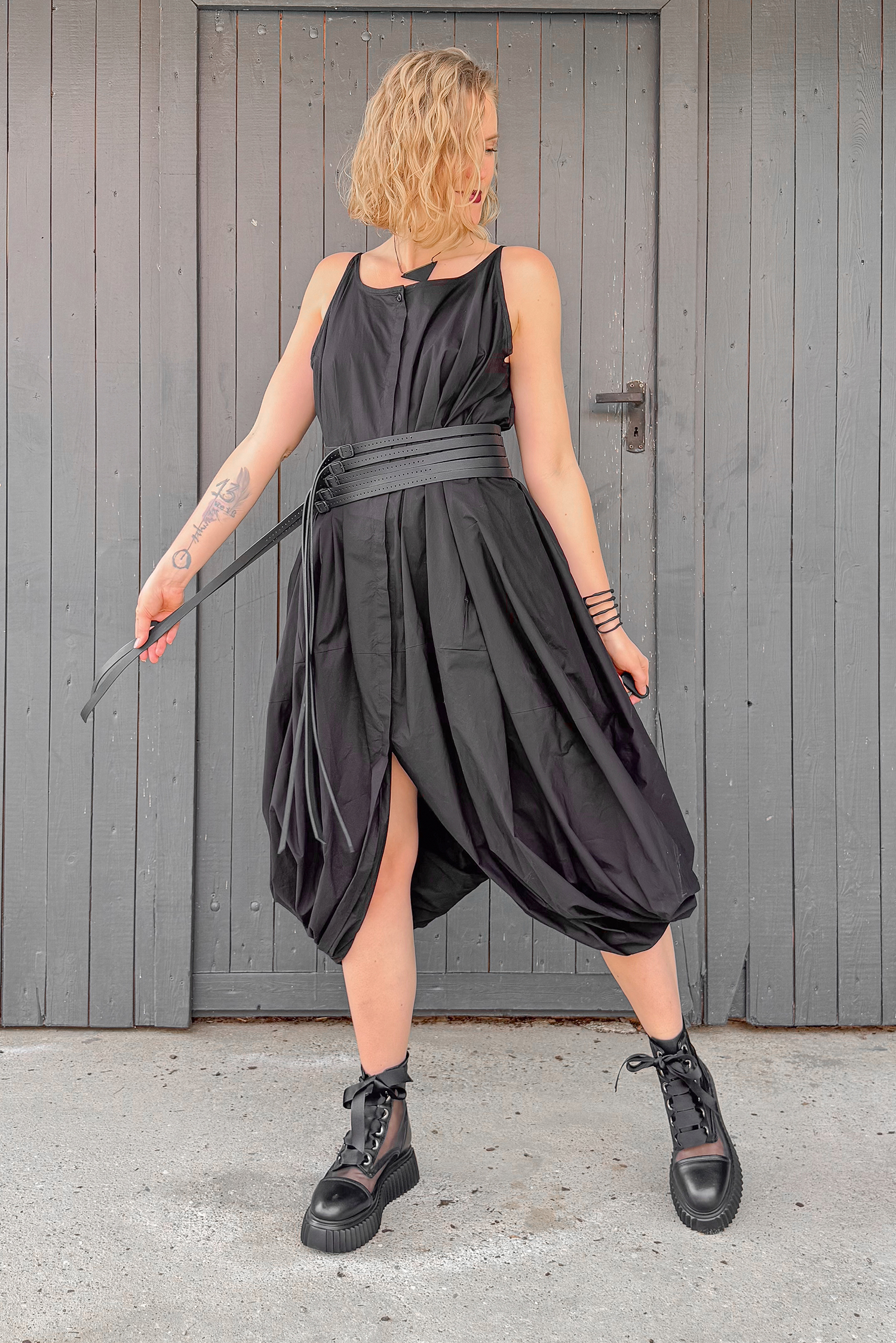 Tulip blouse dress - Black - 1261230903