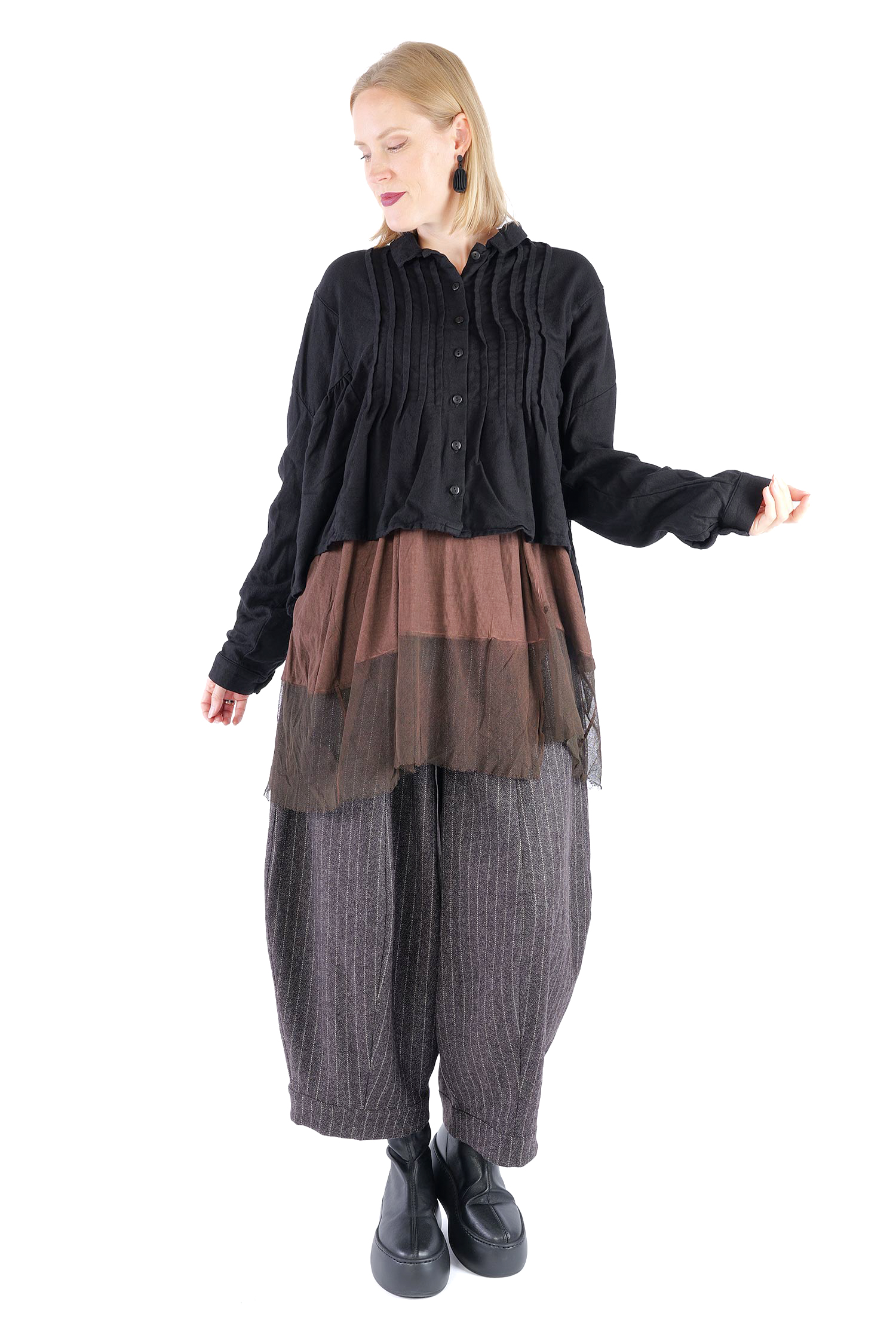 Kurze Flanelljacke - Schwarz - Innenfrei