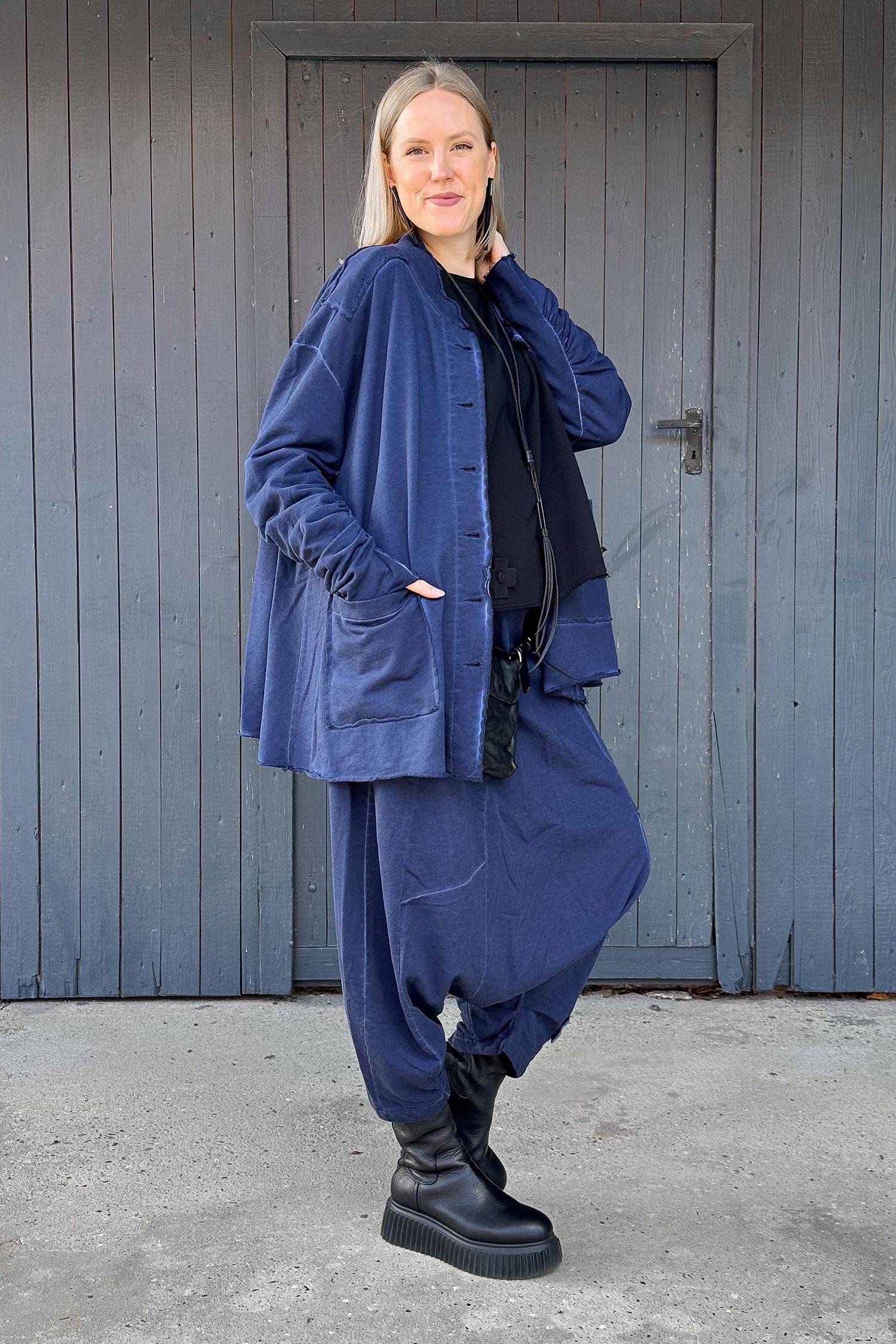 Oversized sweat jacket - Ocean - 2129