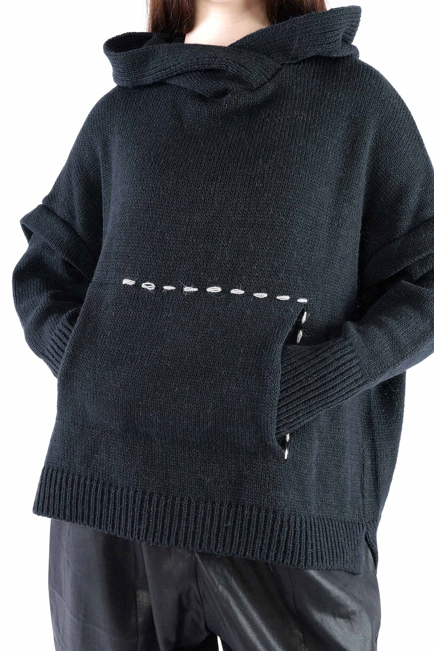 Strick Hoodie - Schwarz - Edooh