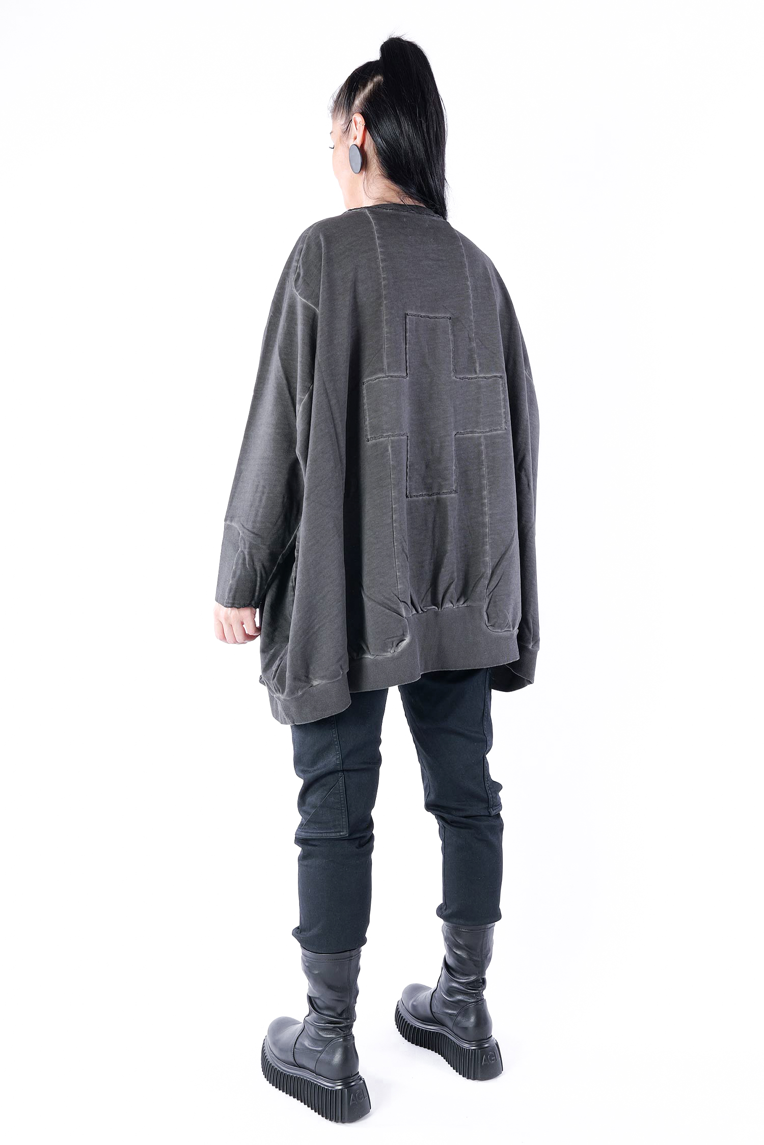 Langer Sweater mit Plus - Asphalt - 2081