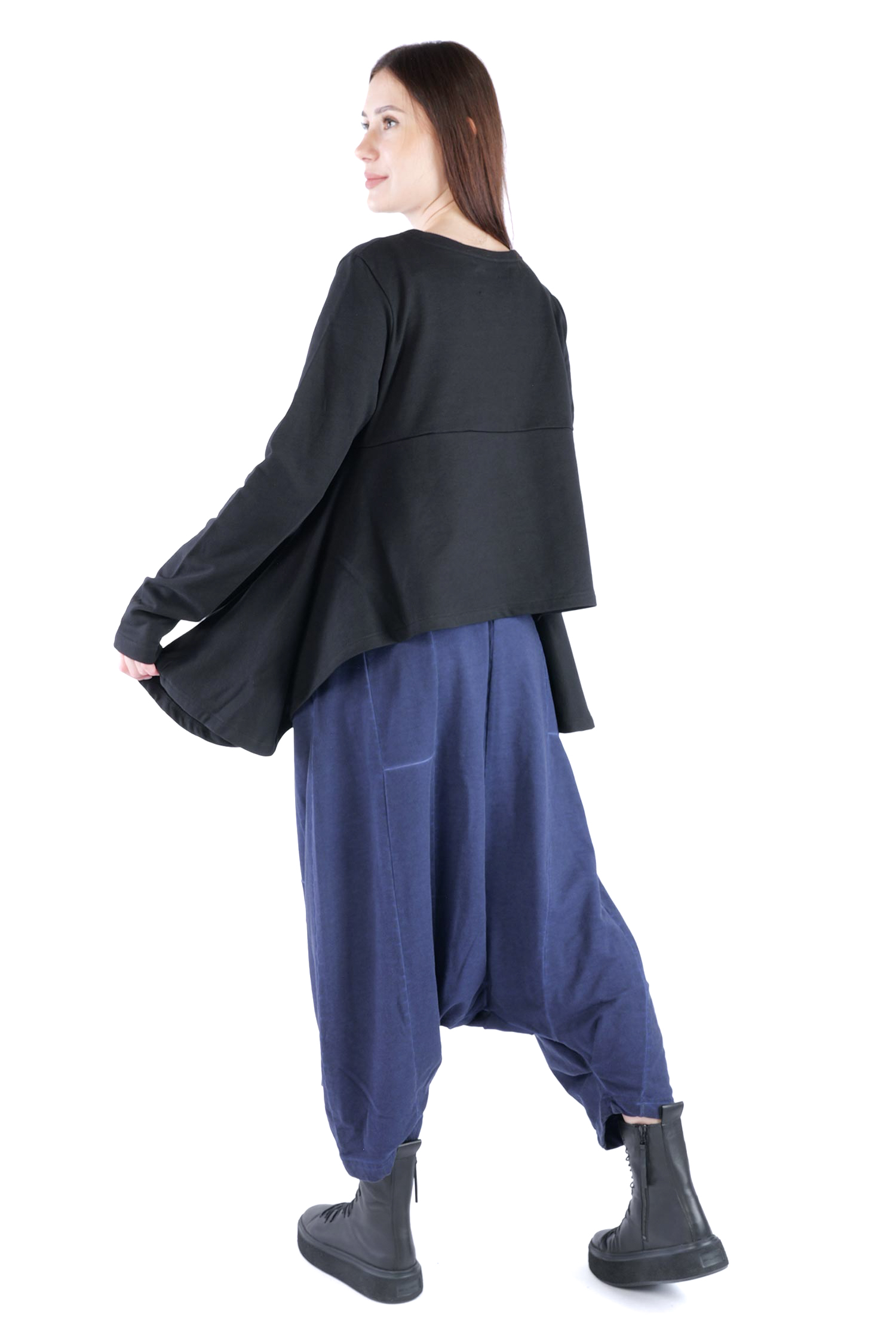 Asymmetrischer Sweatpullover - Schwarz - 2135