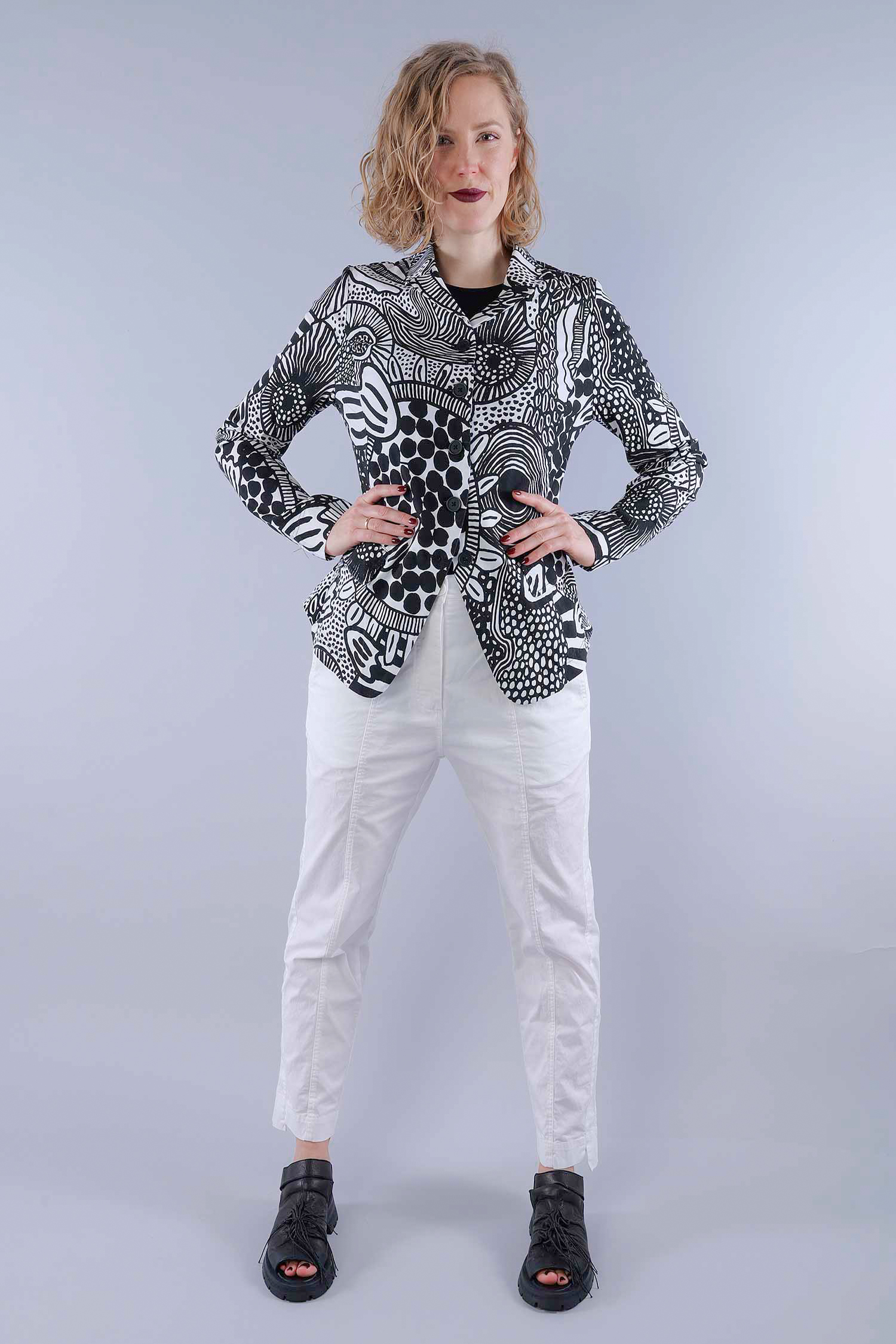 Stretch blazer jacket - Black print - 1263441107