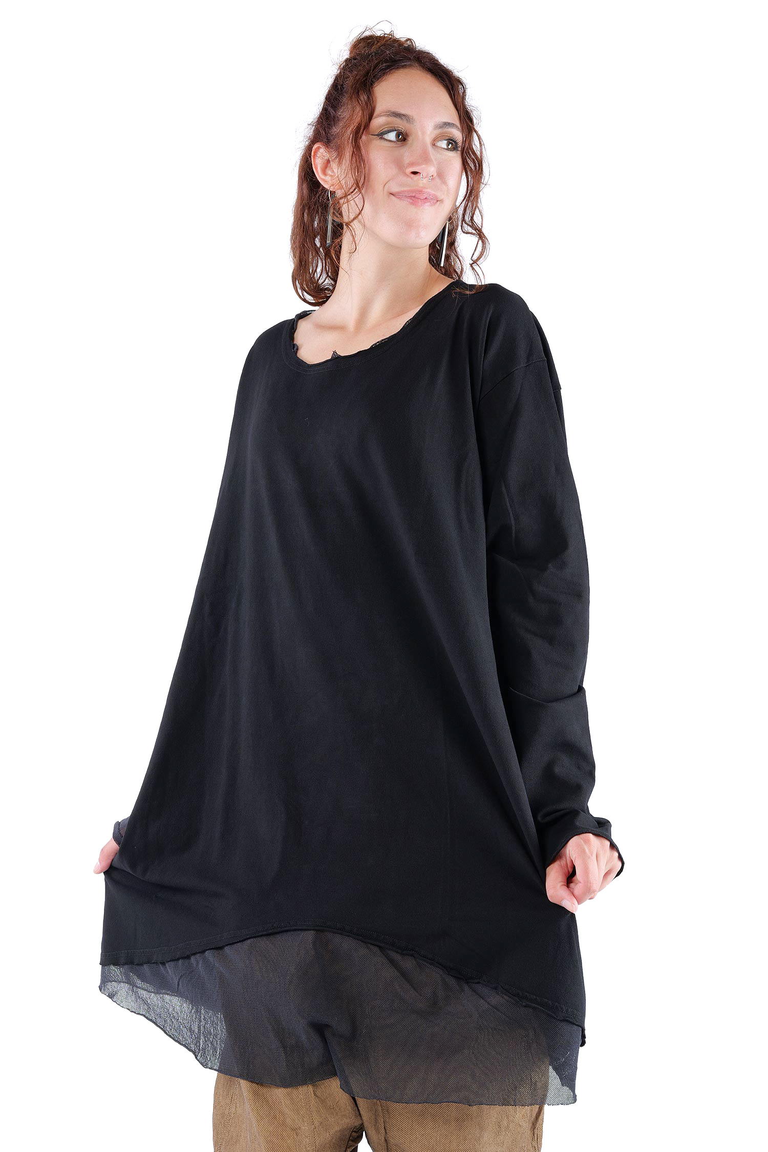 Tunika mit Tüll - Schwarz - 2263510503