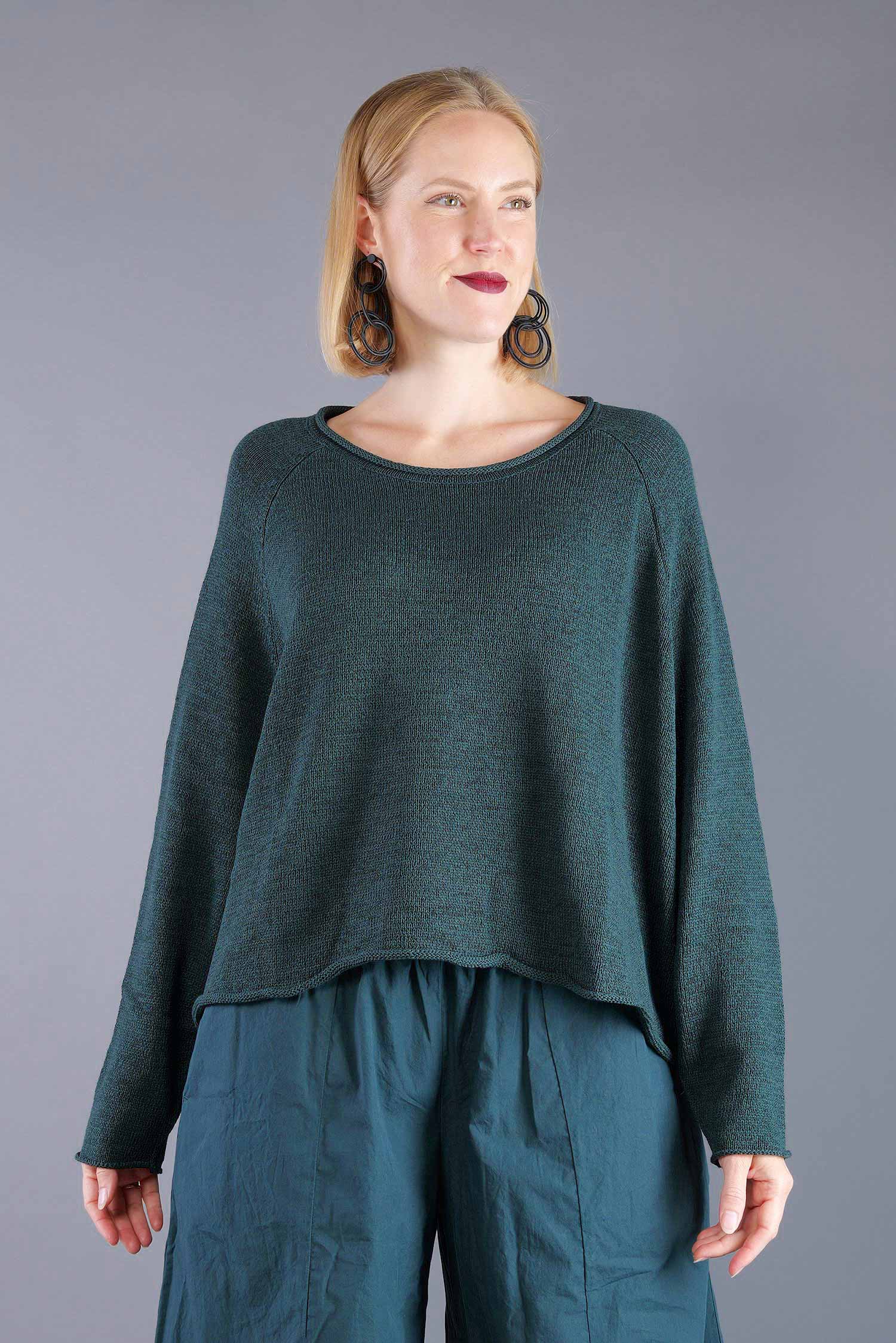 Oversized knitted pullover - Forest - 2263720713
