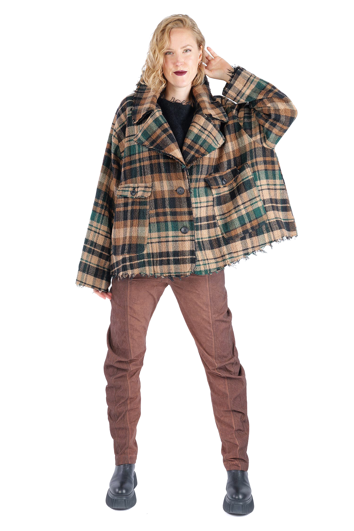 Fransige Winterjacke - Forest check - 2263281102