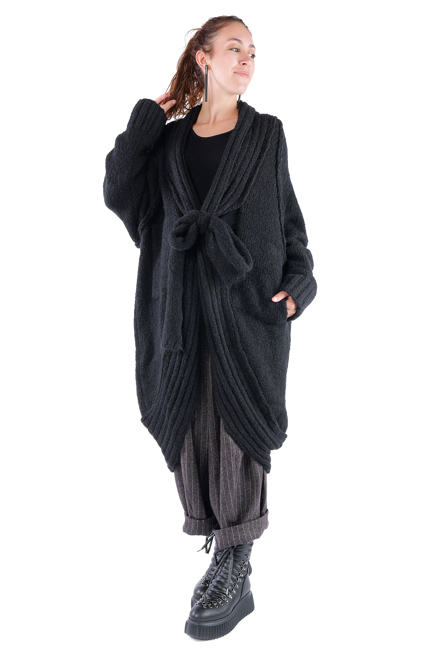 Oversize Cardigan - Schwarz - Serpent