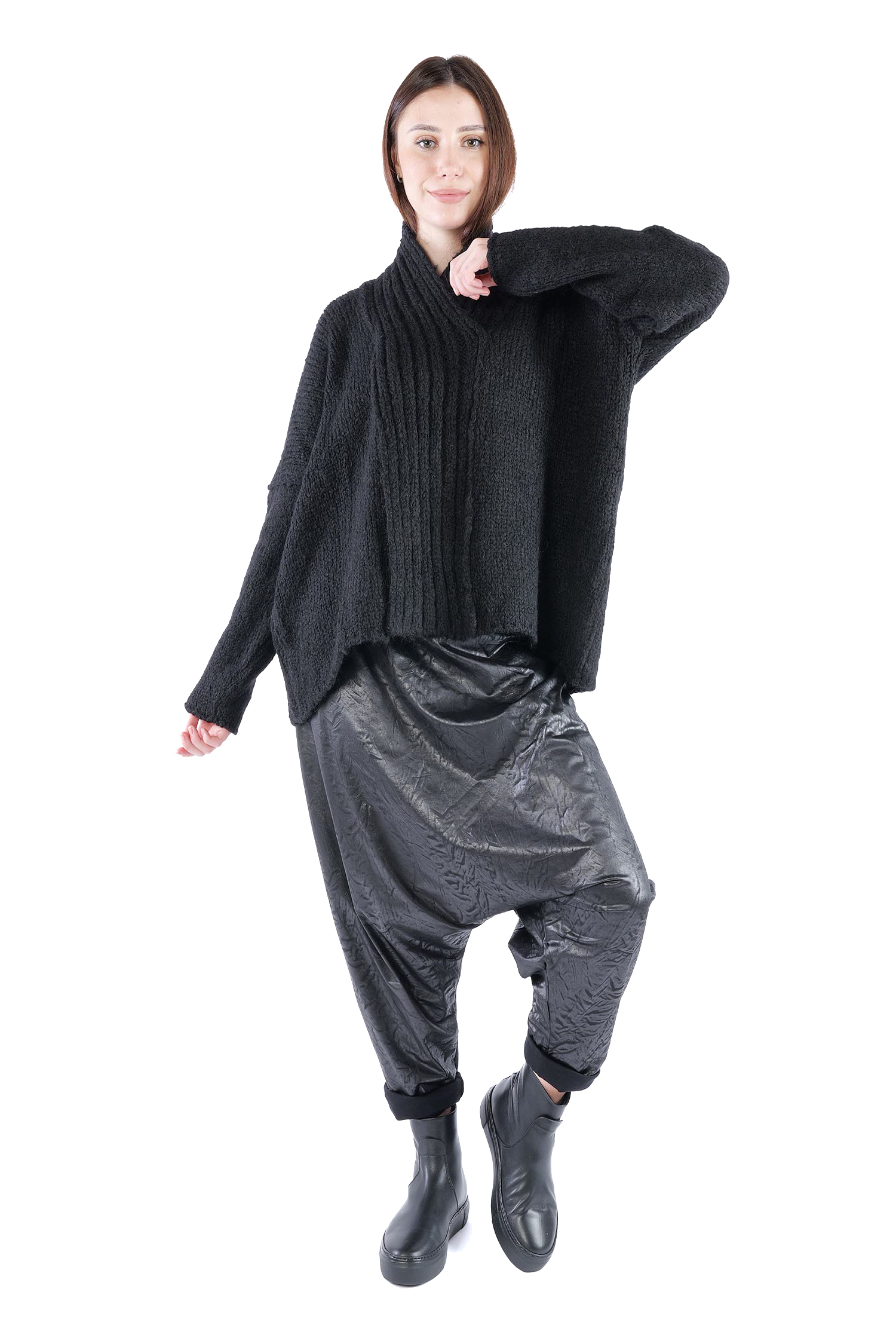 Dicker Strickpullover - Schwarz - Shawla