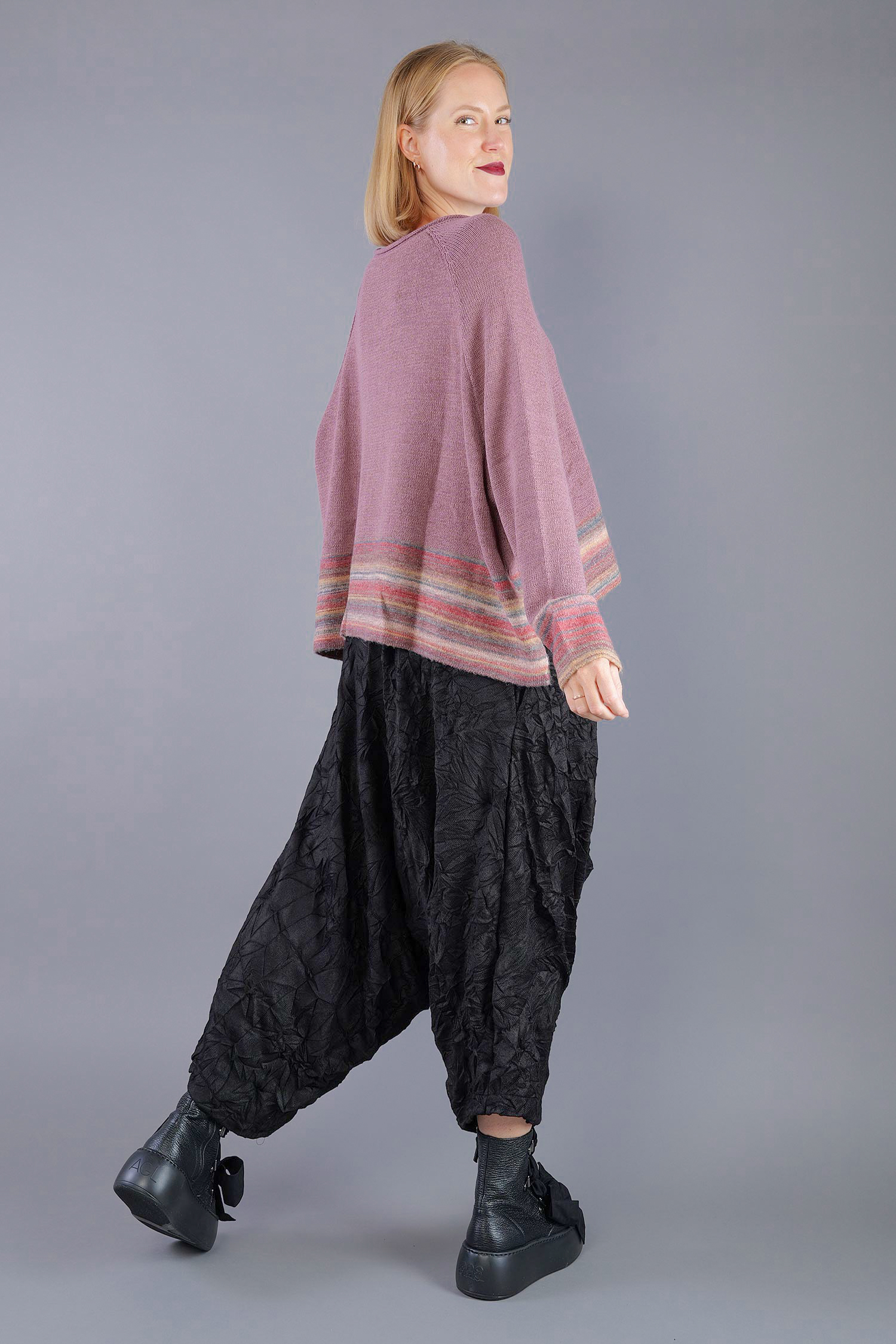 Oversized knitted pullover - Crystal stripe - 2263720703