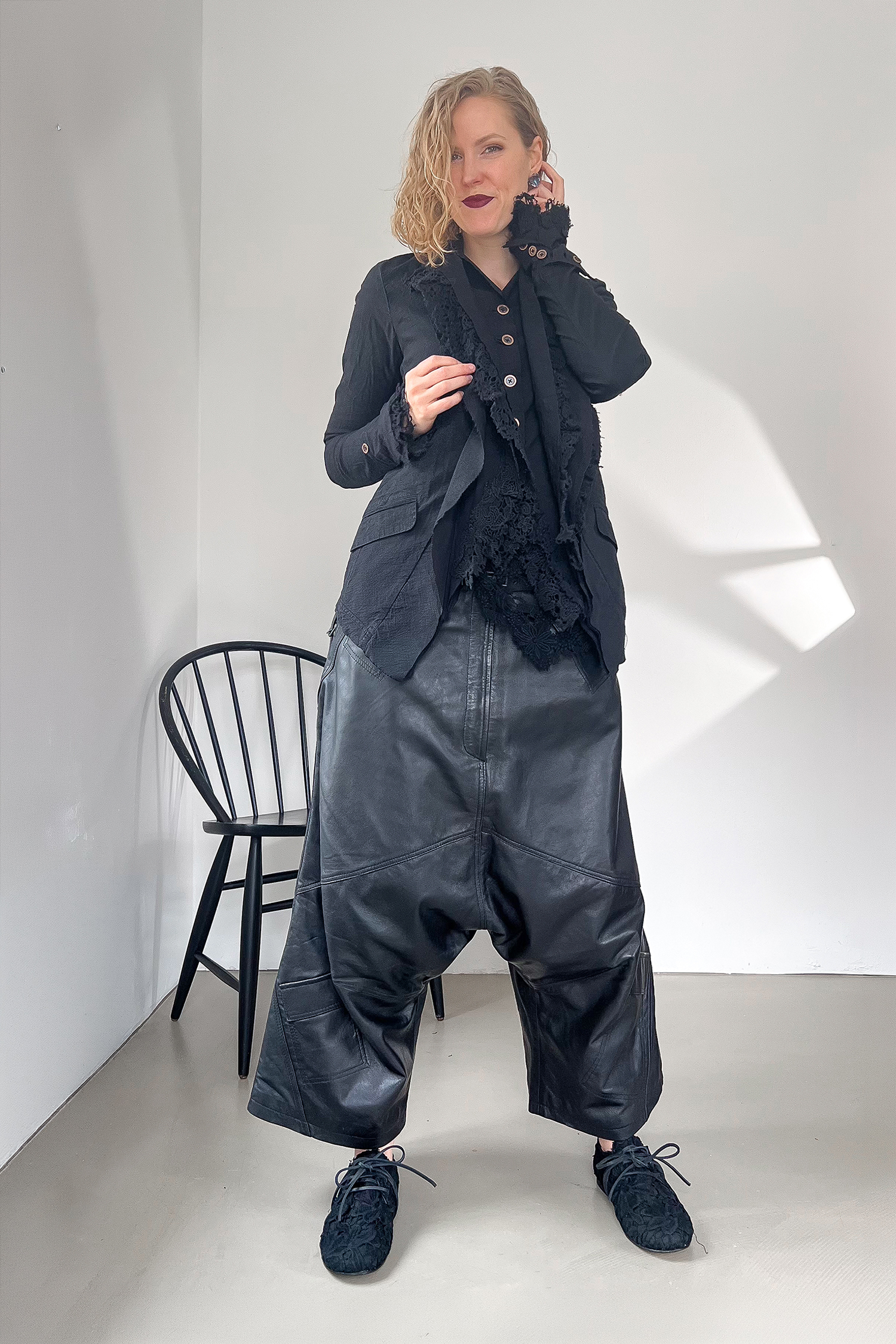 Jacke mit Spitze - Black gloss - 1262241124