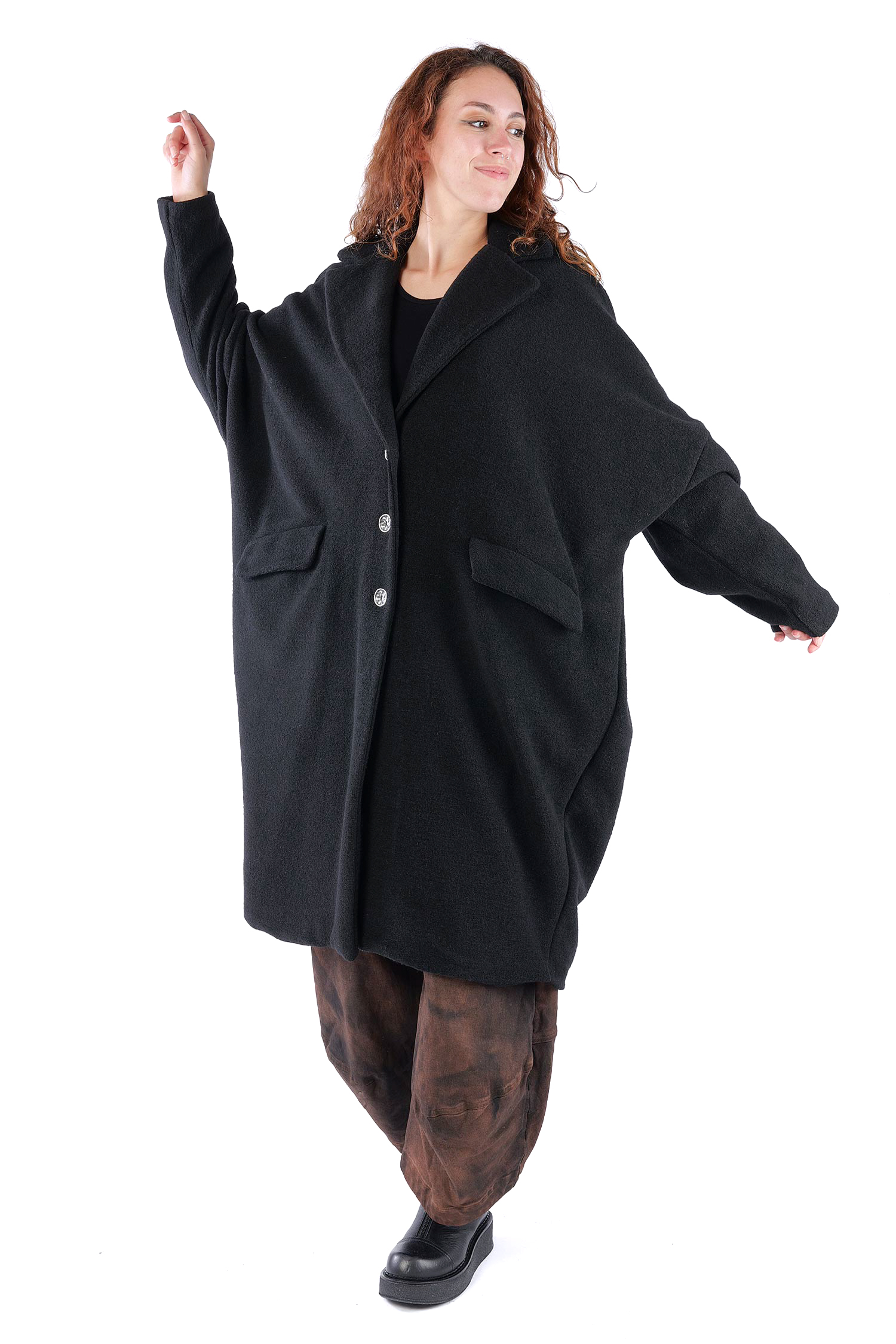 Oversize Wintermantel - Schwarz - S491