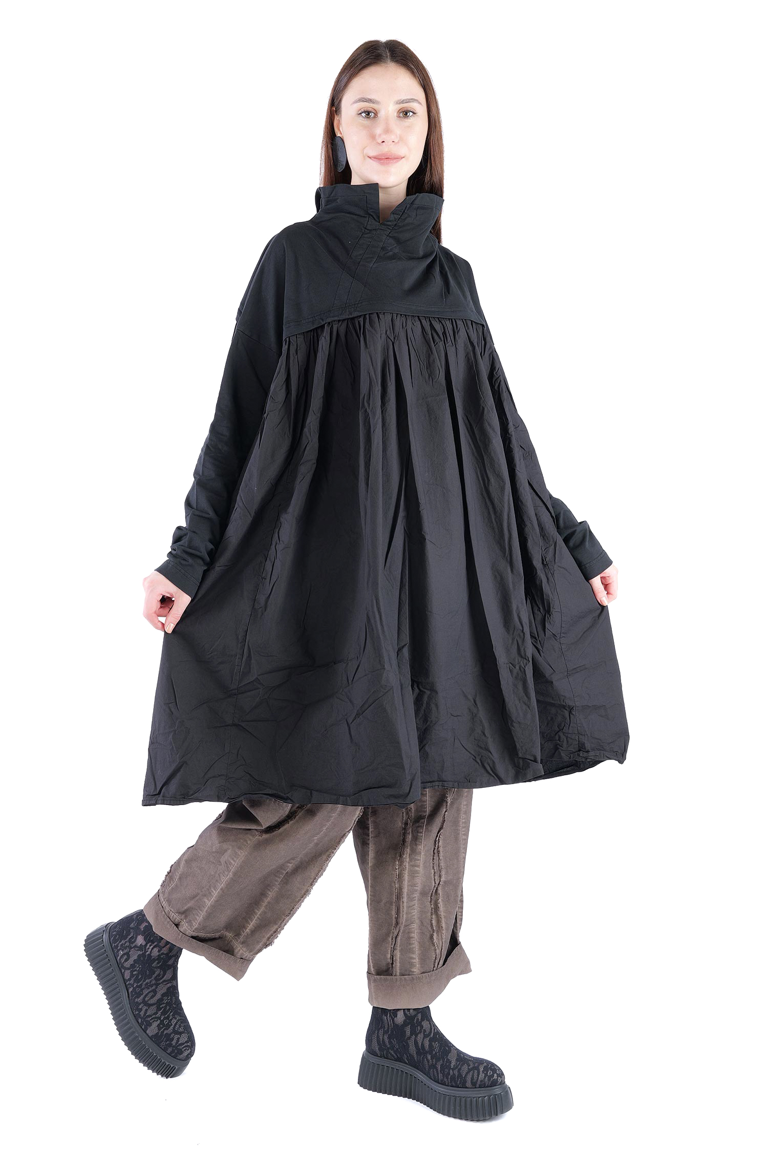 Gerüschte Tunika - Schwarz - 2262280906