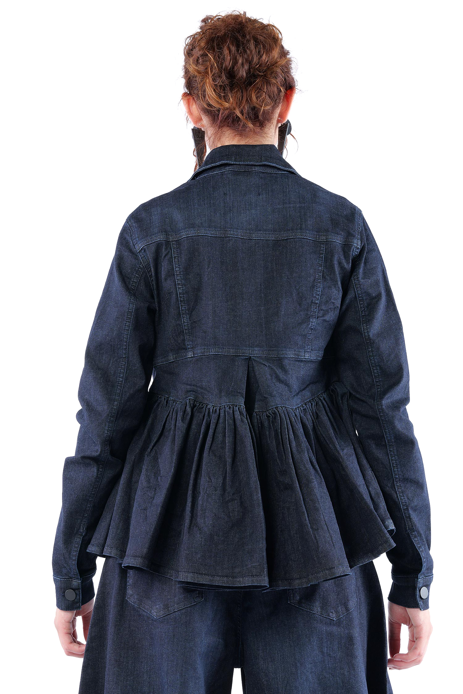 Gerüschte Jeansjacke - Darkblue - 8064