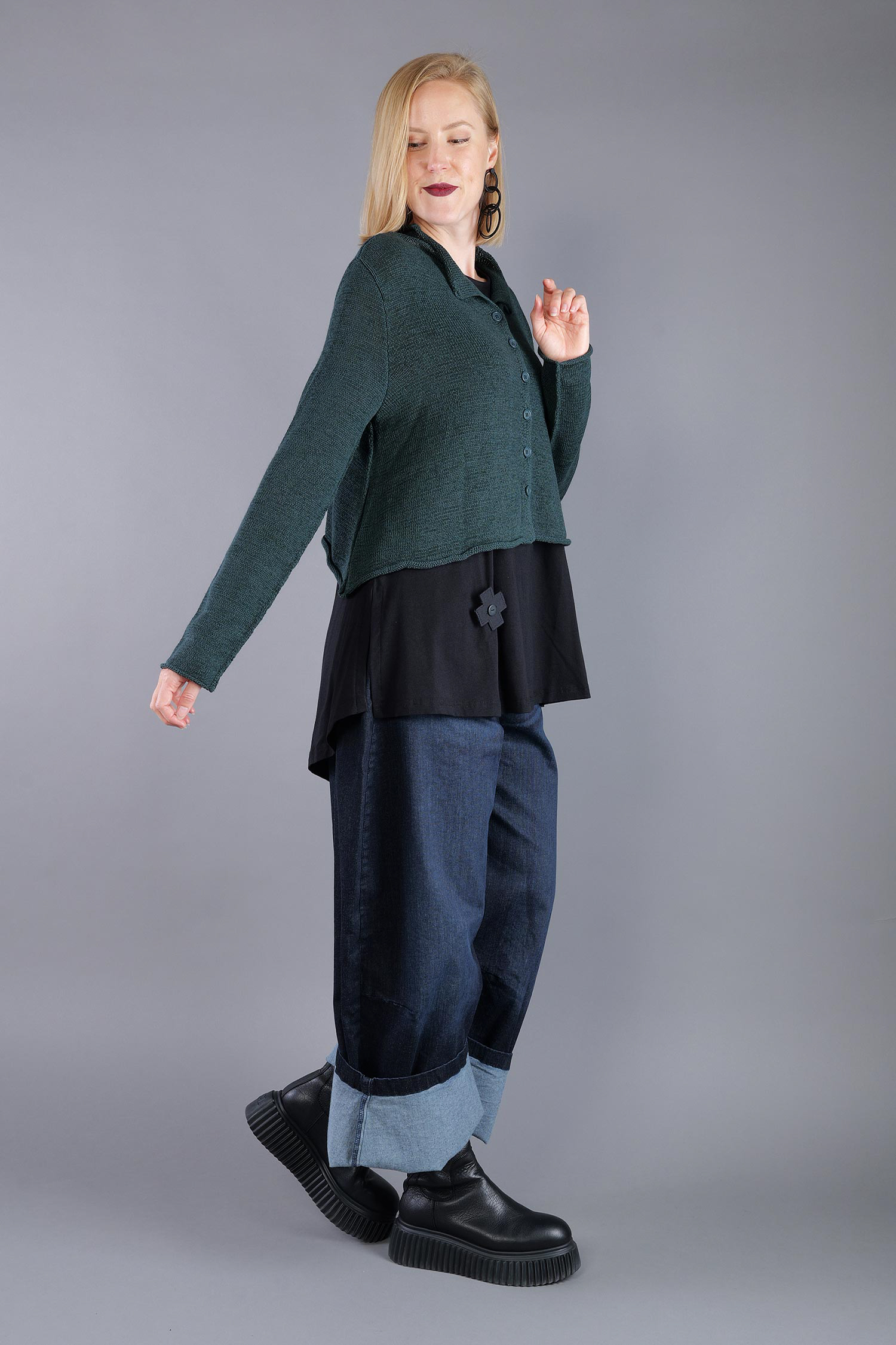Short knitted jacket - Forest - 2263727111