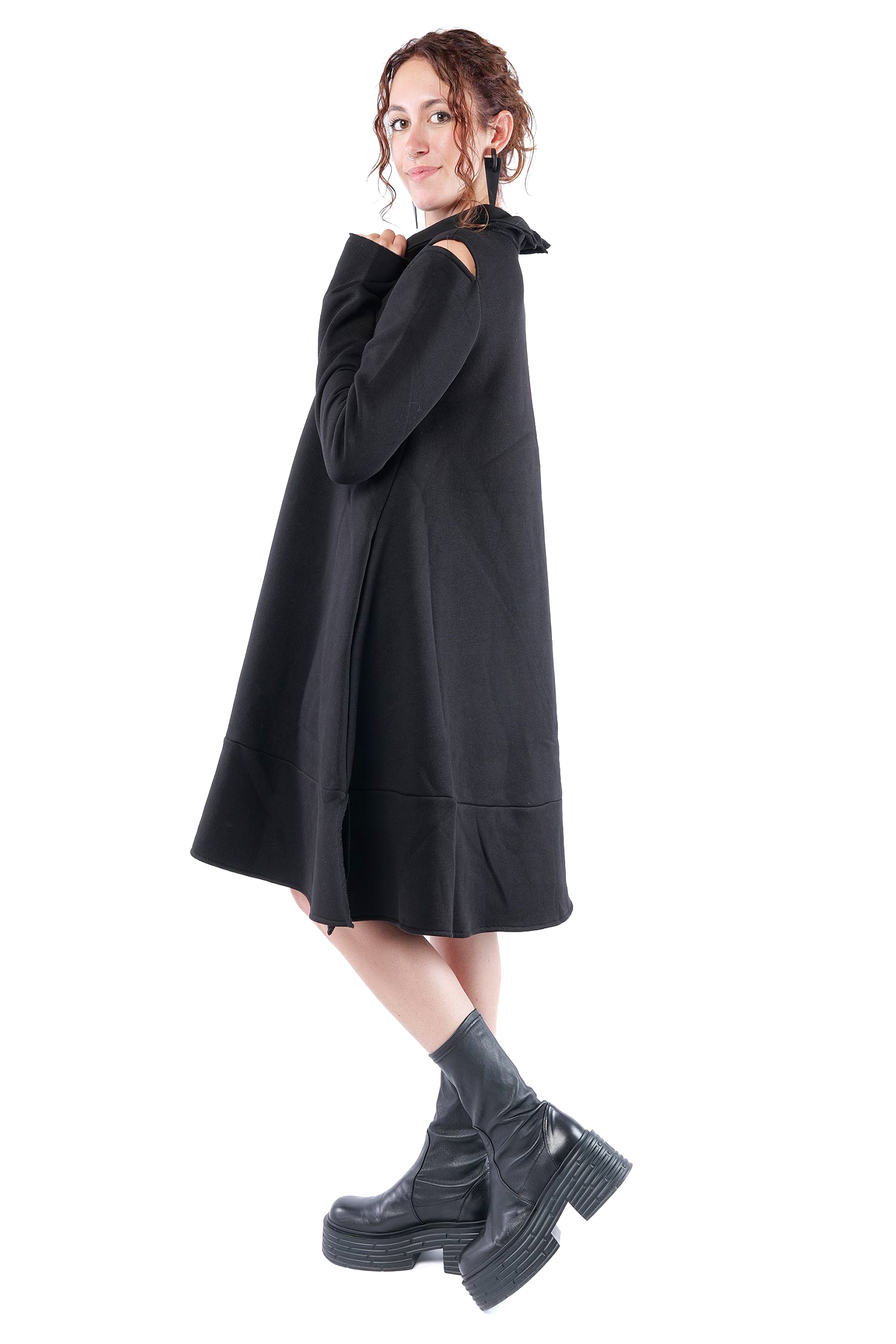 Mantel-Kleid - Schwarz - 1158