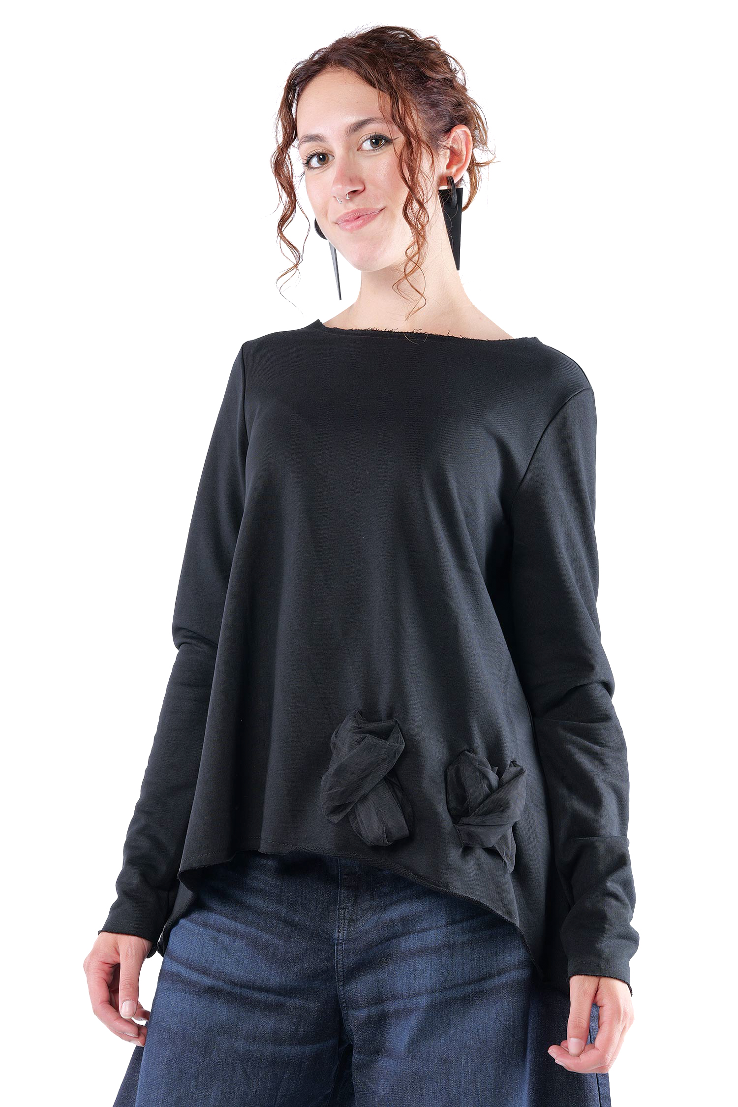 A-Linien Pullover - Schwarz - 2126