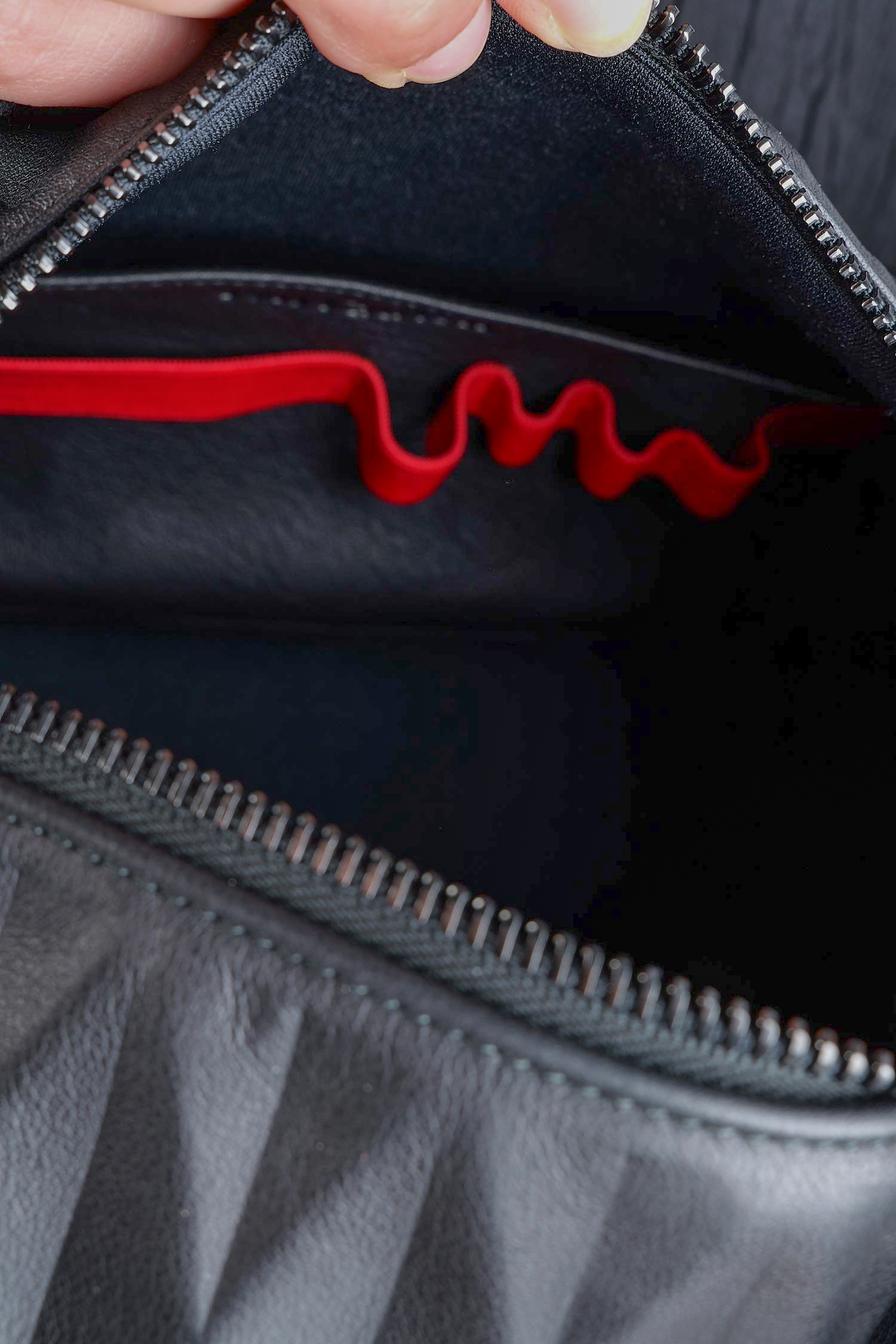 Leder Handtasche - Schwarz - Bowling Bag