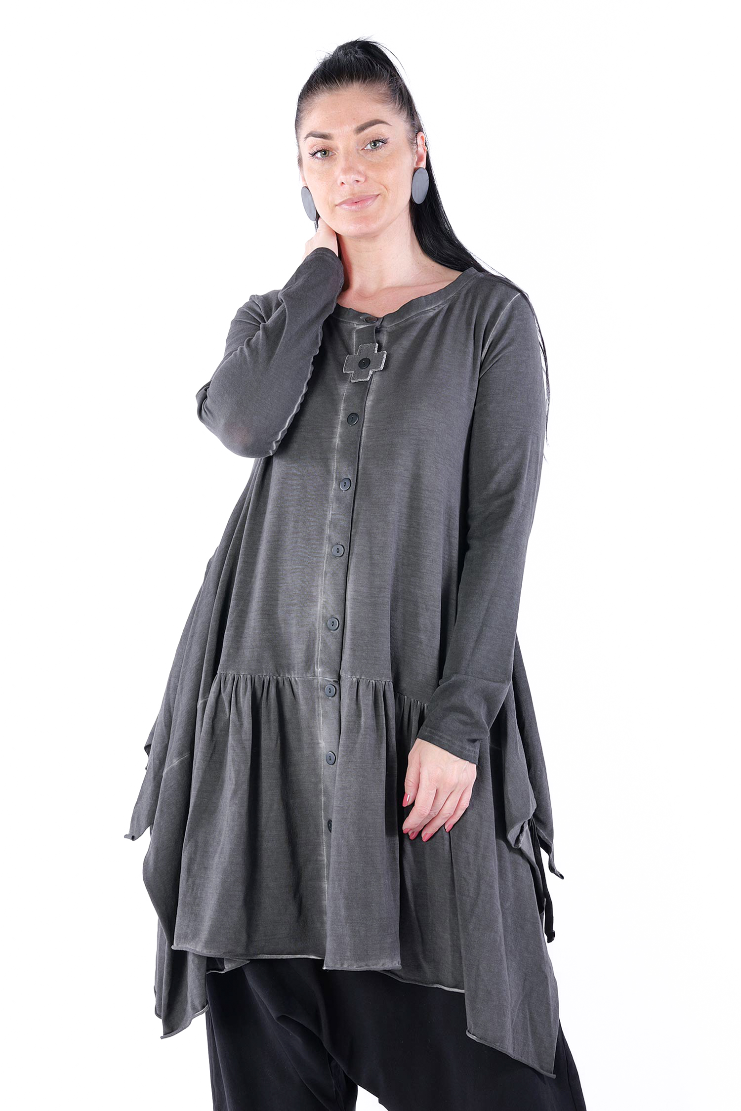 Gerüschte Jerseyjacke - Asphalt - 5063