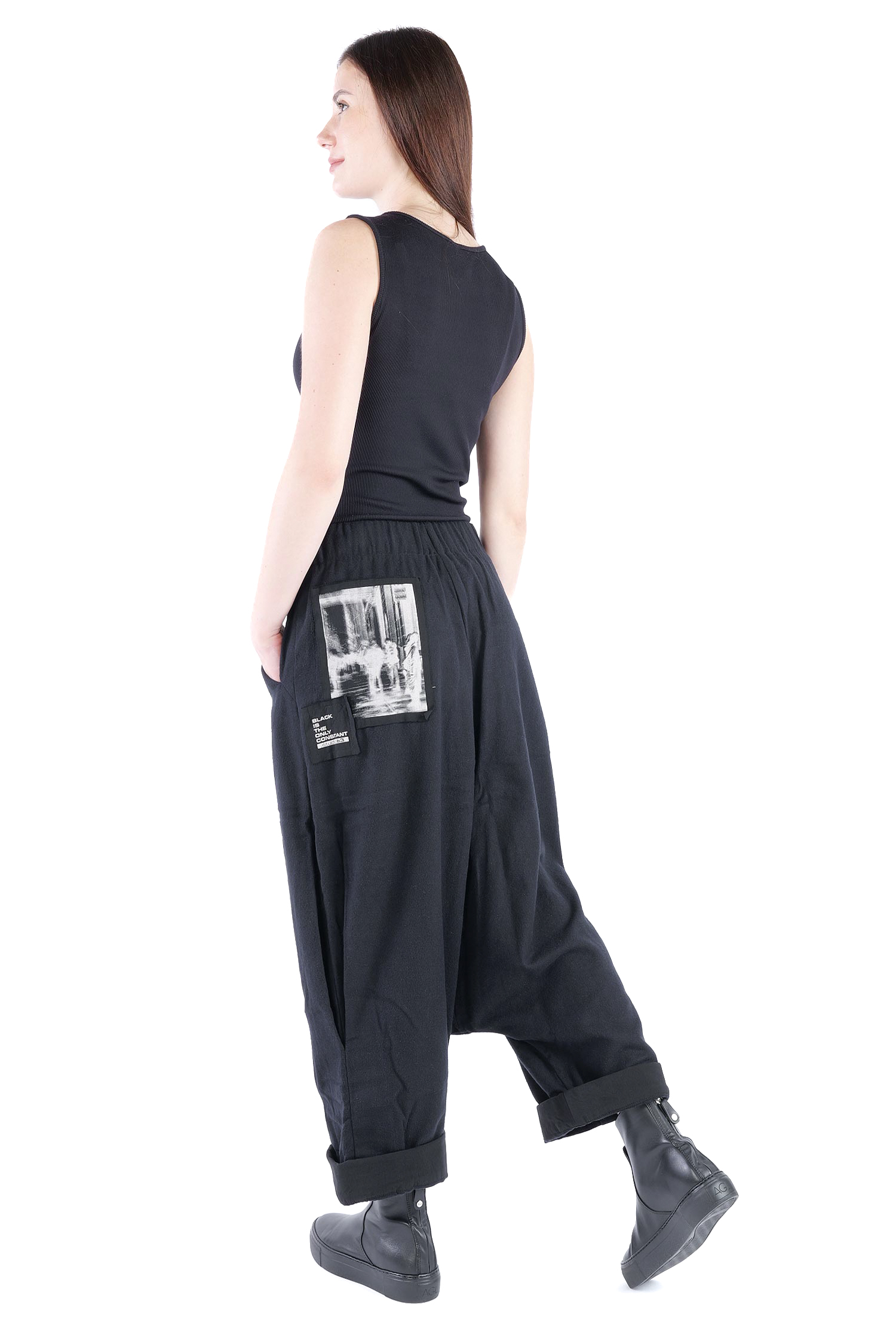 Flanell-Hose - Schwarz - Glano