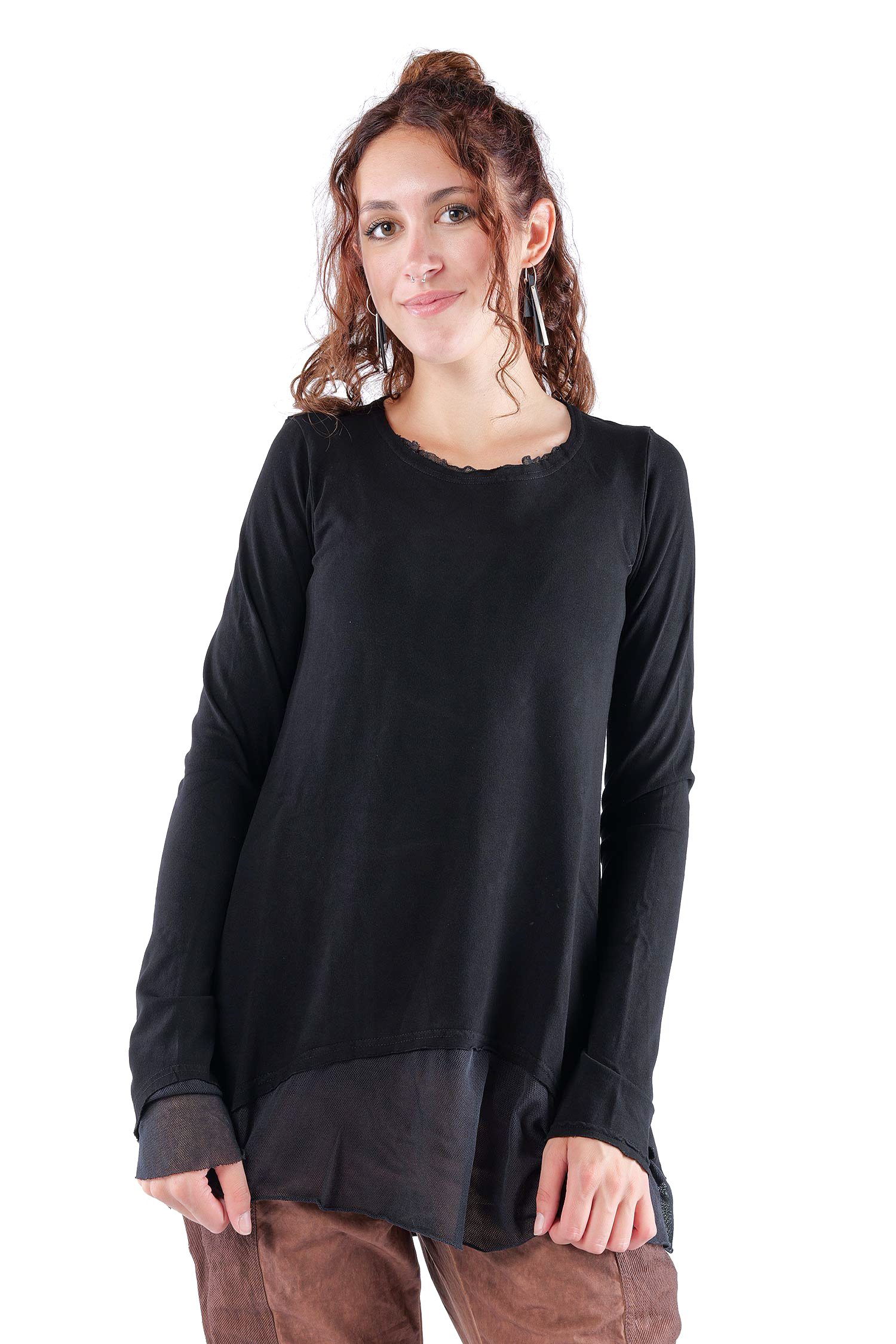 Longsleeve mit Tüll - Schwarz - 2263510501