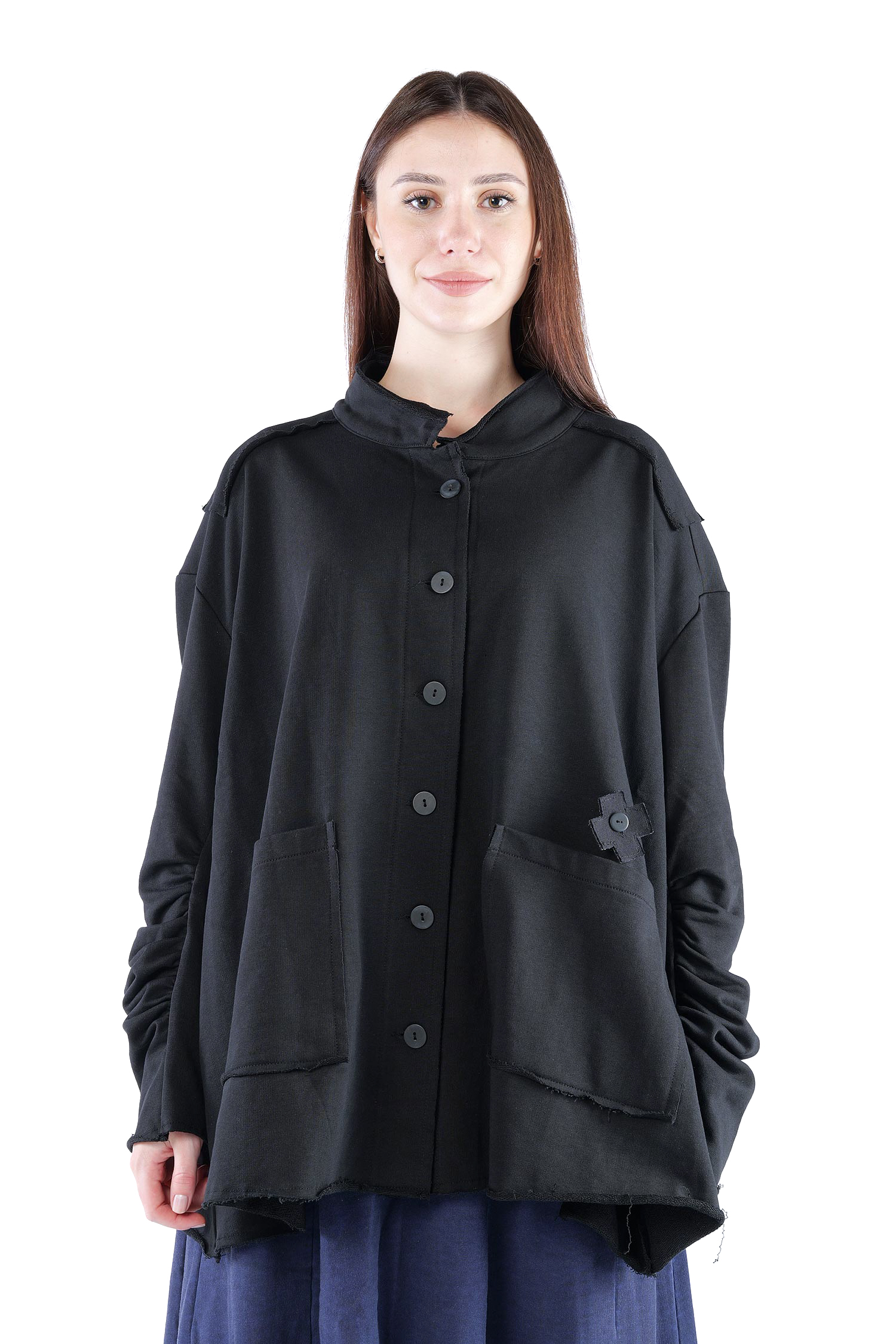 Oversize Sweatjacke - Schwarz - 2129