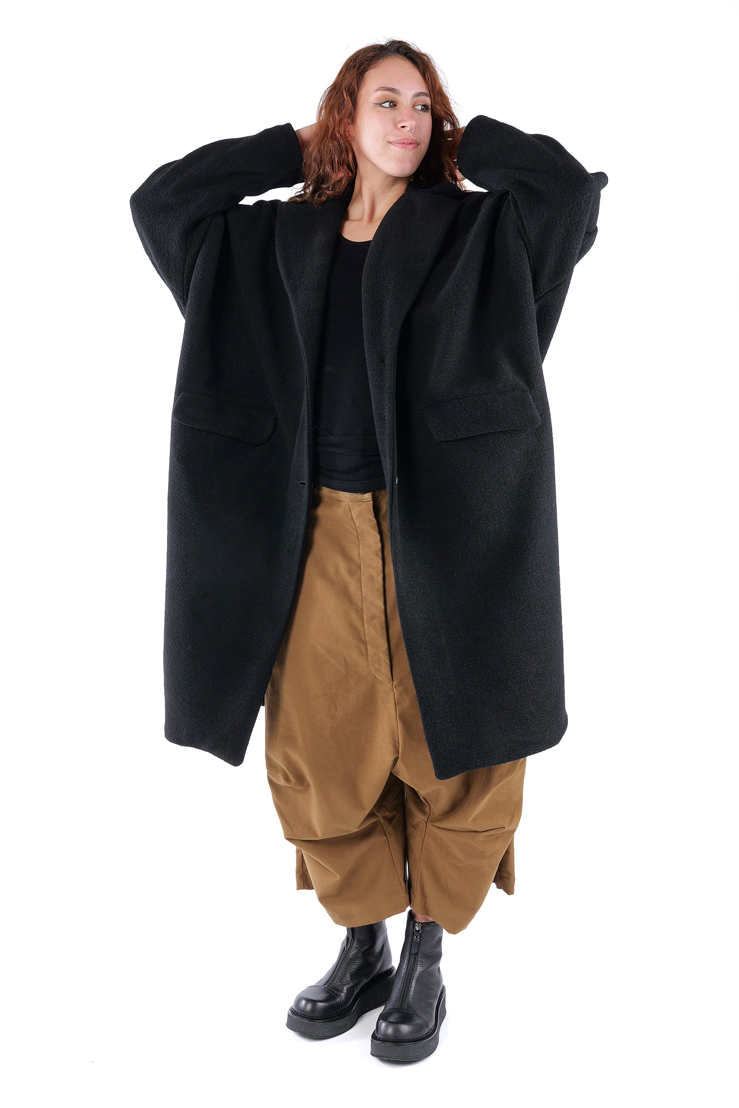 Oversize Wintermantel - Schwarz - S491