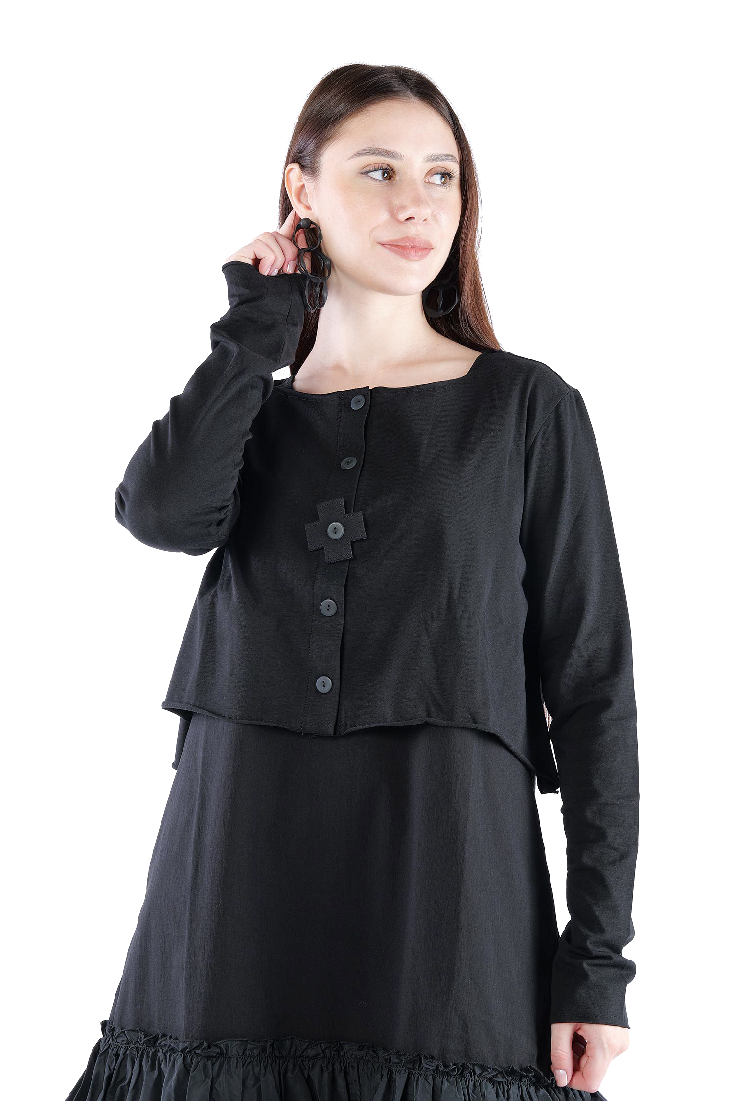 Kurze Jerseyjacke - Schwarz - 2131