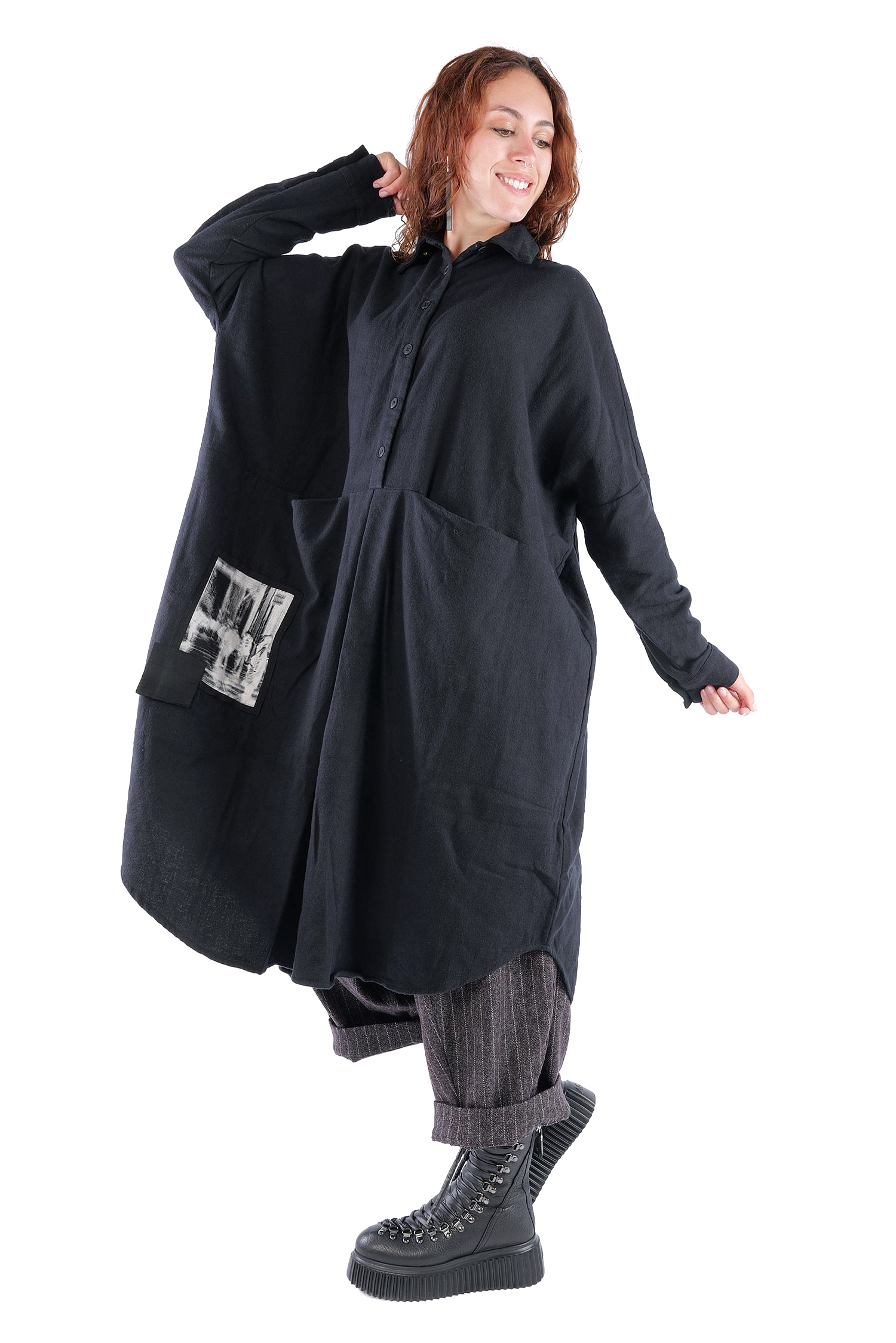 Flanell Tunika - Schwarz - Fight