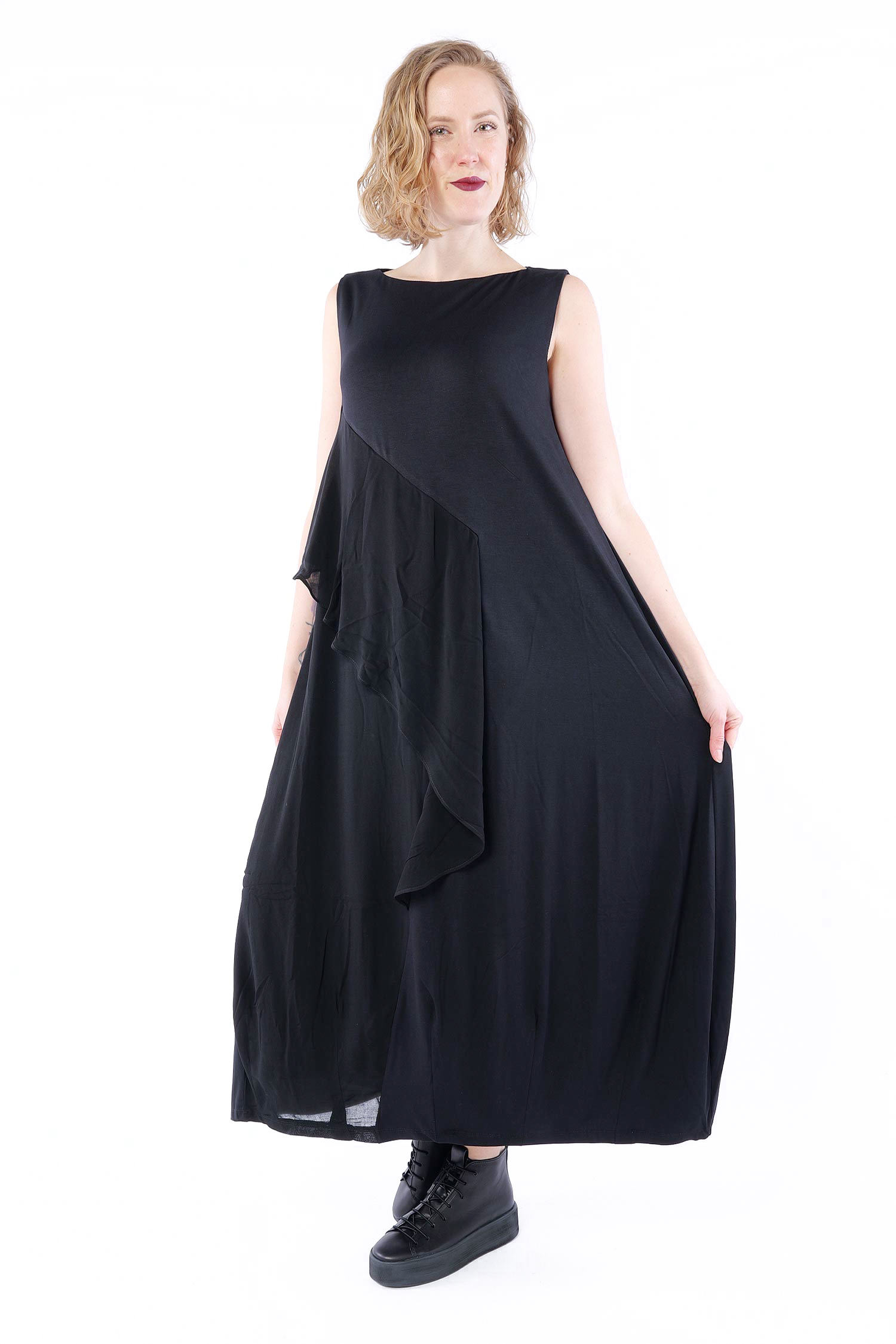 Kleid mit Rüschung - Schwarz - 861014