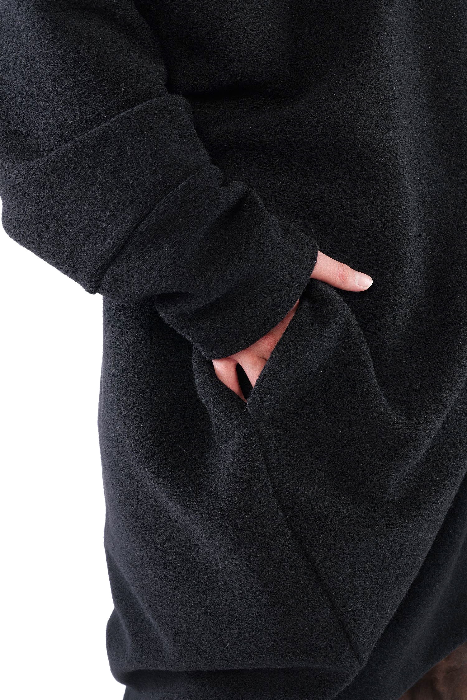 Oversize Winterstrickmantel - Schwarz - S487