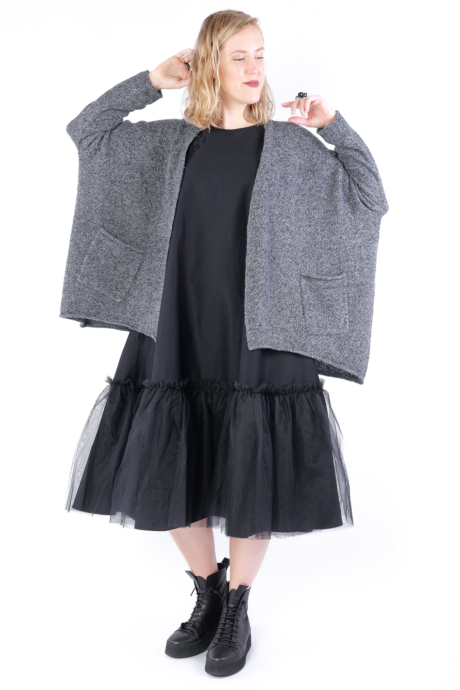 Oversize Strickcardigan - Dark grey - 2253317104
